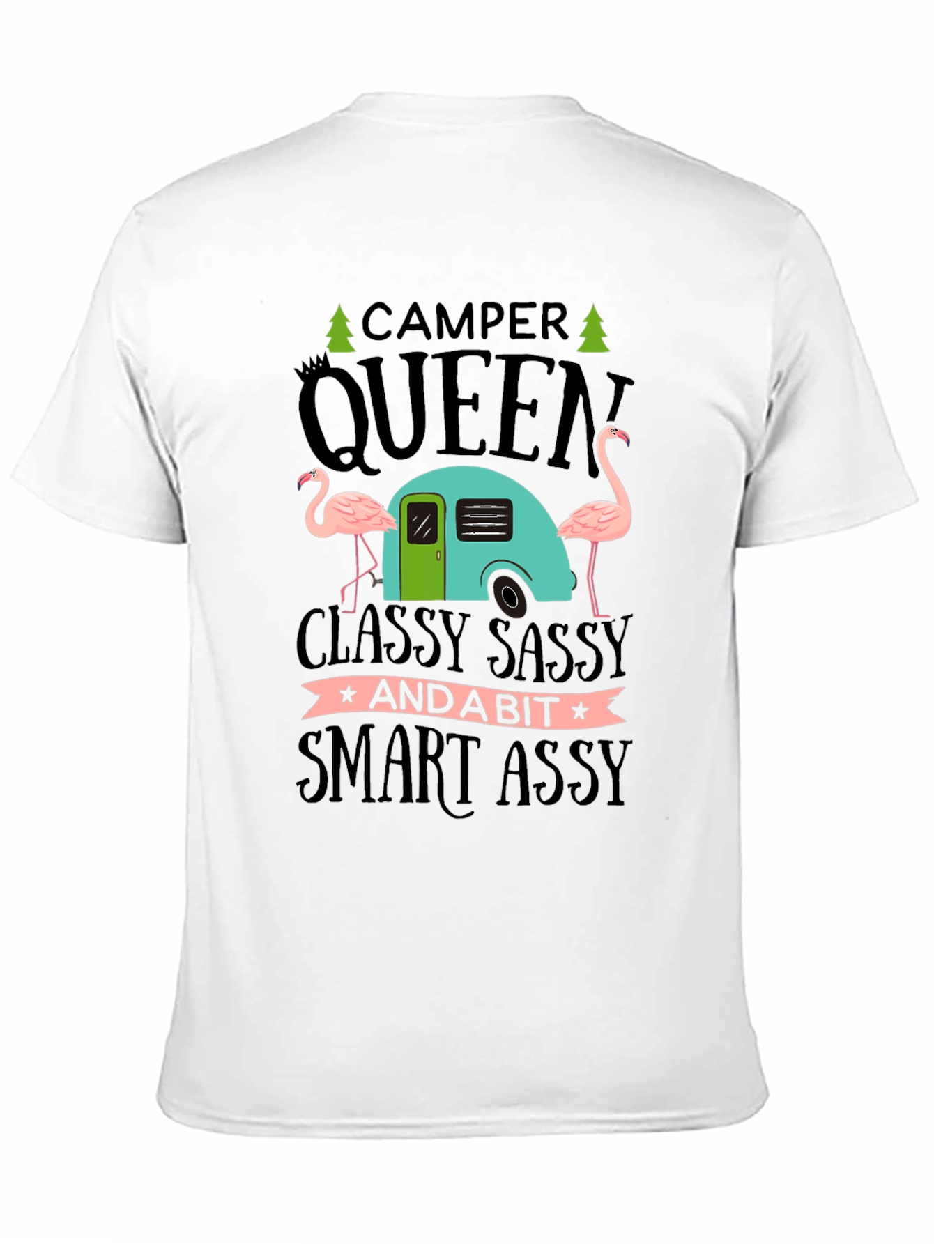 Black Camper Queen Flamingo Graphic T-Shirt view 11