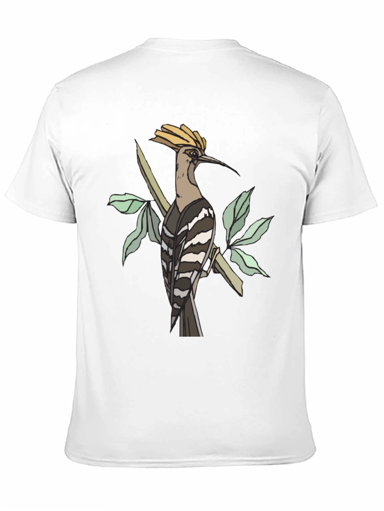 Black Hoopoe Bird Graphic Tee - Black Cotton T-Shirt view 11