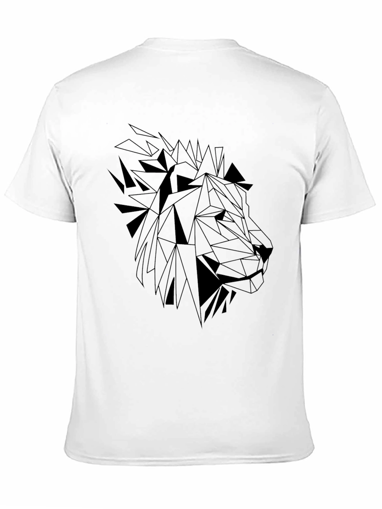 Black Geometric Lion Graphic Tee - Black Cotton Shirt view 11