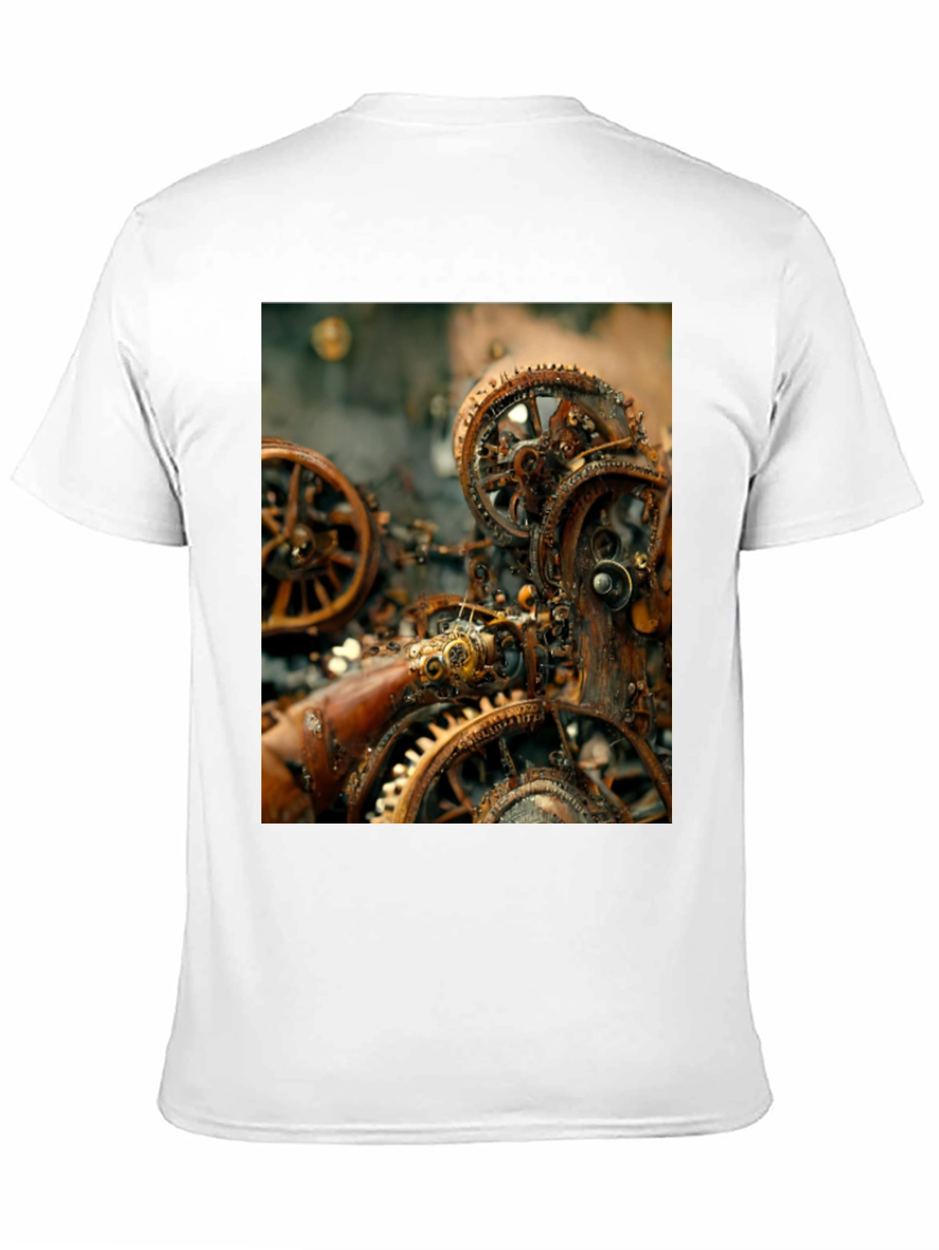 Black Steampunk Gears Graphic Tee - Black Cotton T-Shirt view 11
