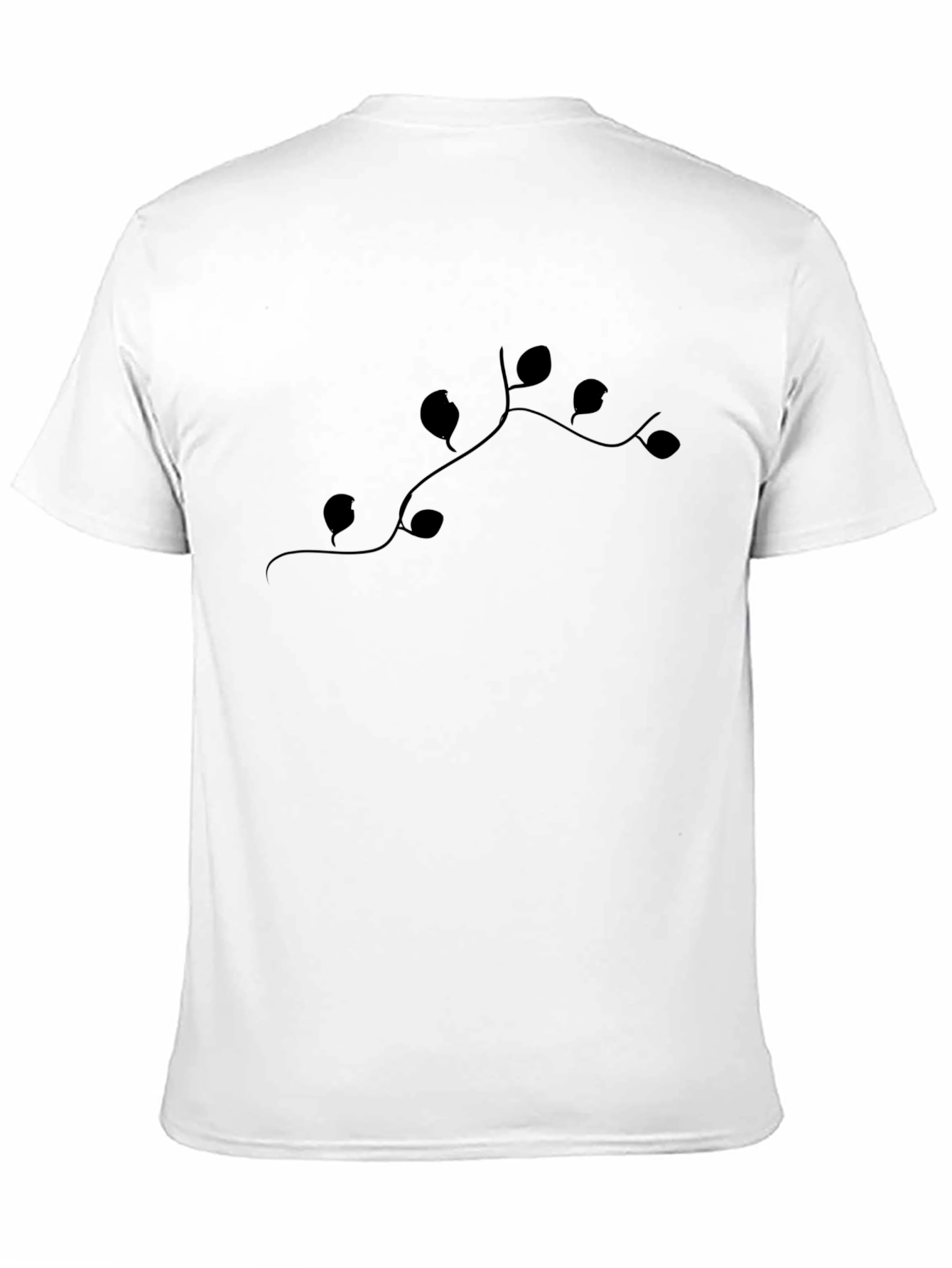 Black Men's Black T-Shirt with Vine Graphic view 11