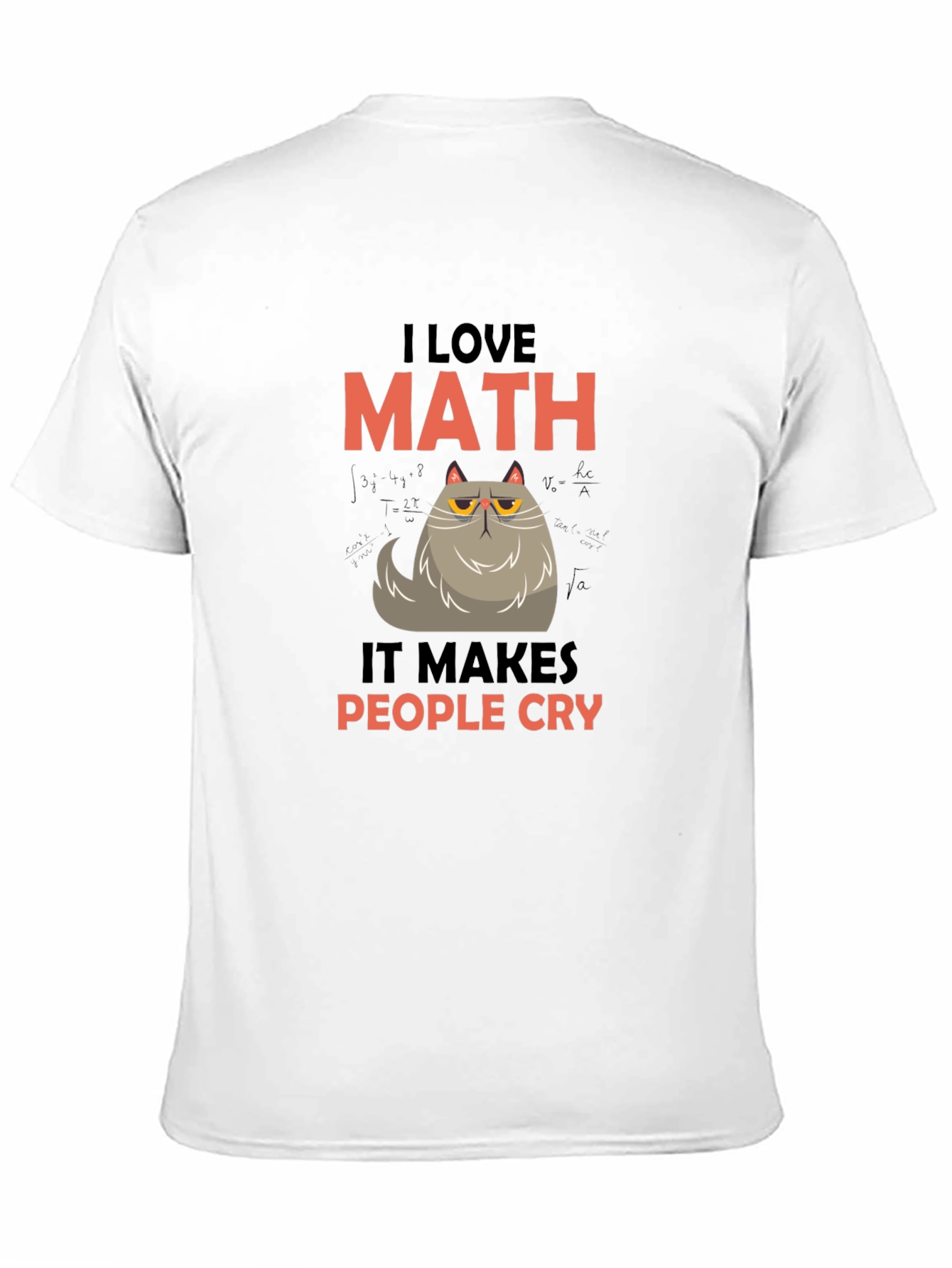 Black I Love Math Funny Cat Graphic T-Shirt view 11