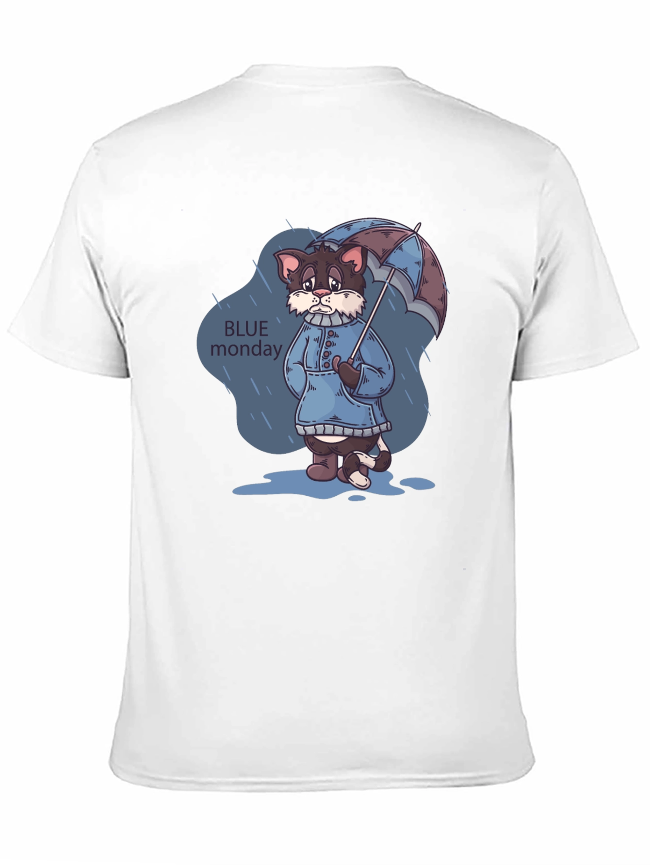 Black Blue Monday Cat T-Shirt - Rainy Day Style view 11