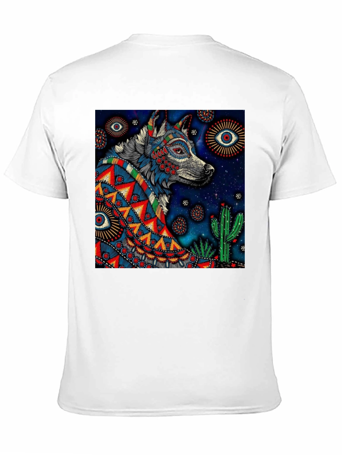 Black Wolf Graphic Print Tee - Men's Black T-Shirt view 11