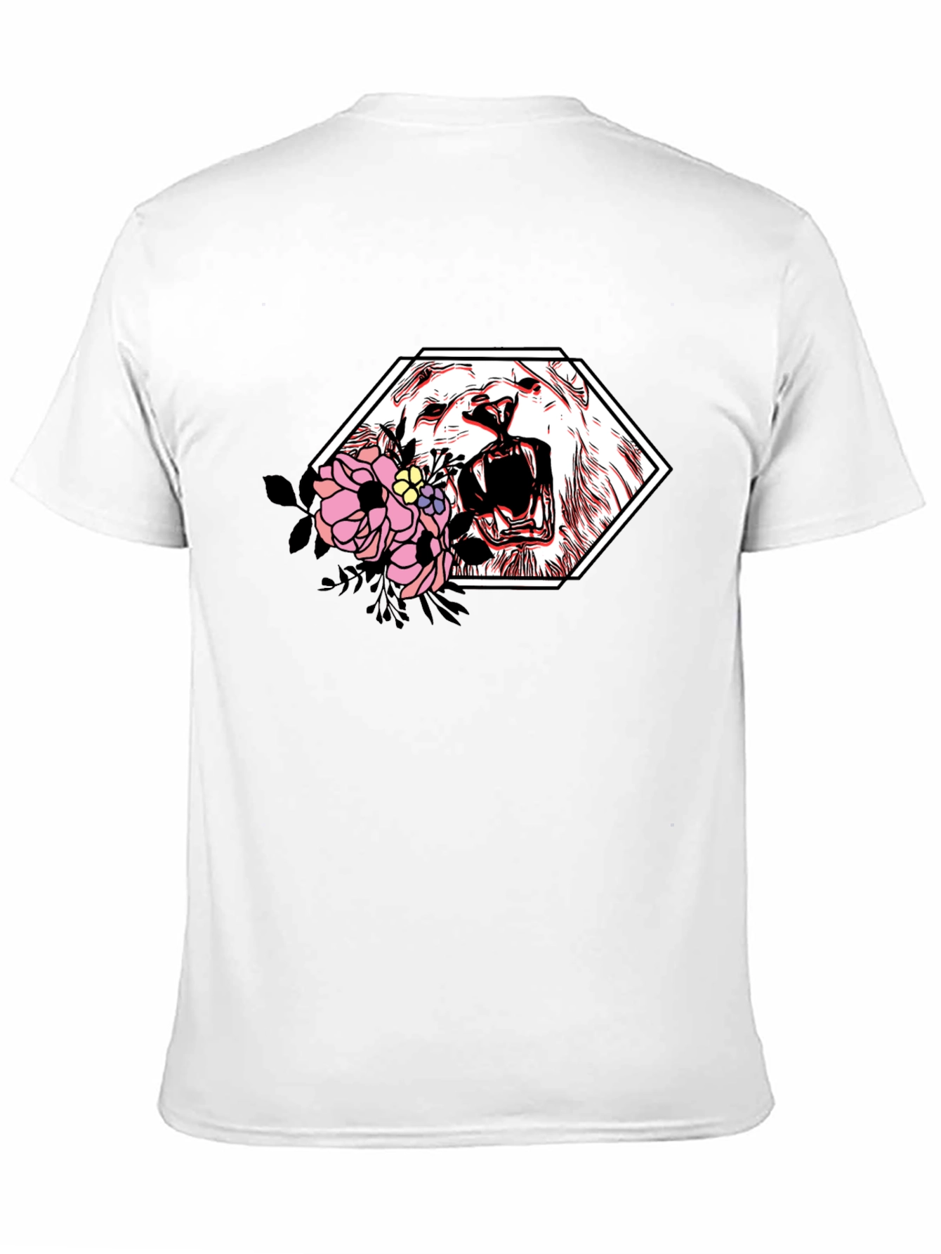 Black Floral Lion Graphic Tee - Modern Streetwear Style view 11