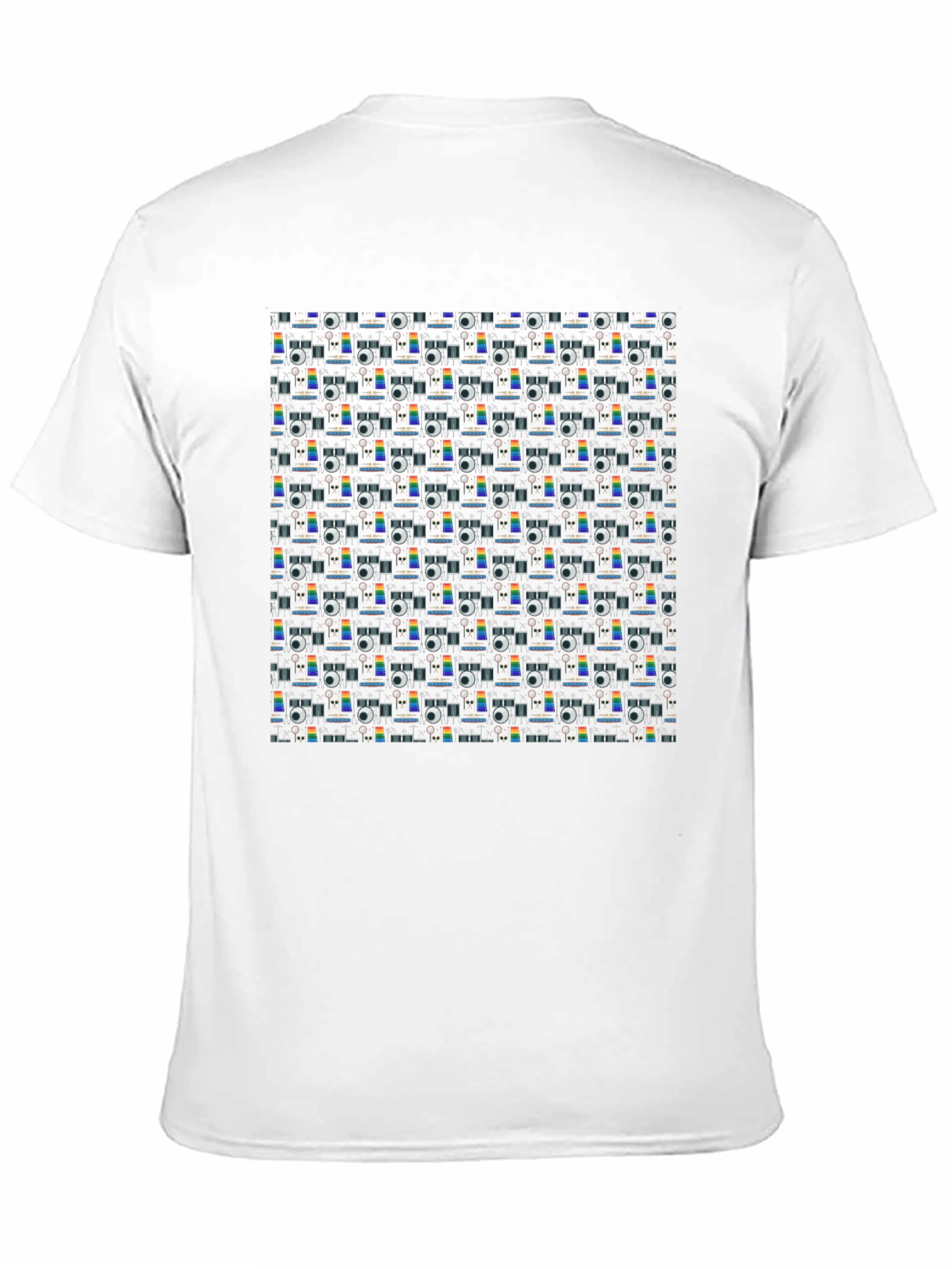 Black Retro Projector Patterned Black T-Shirt view 11