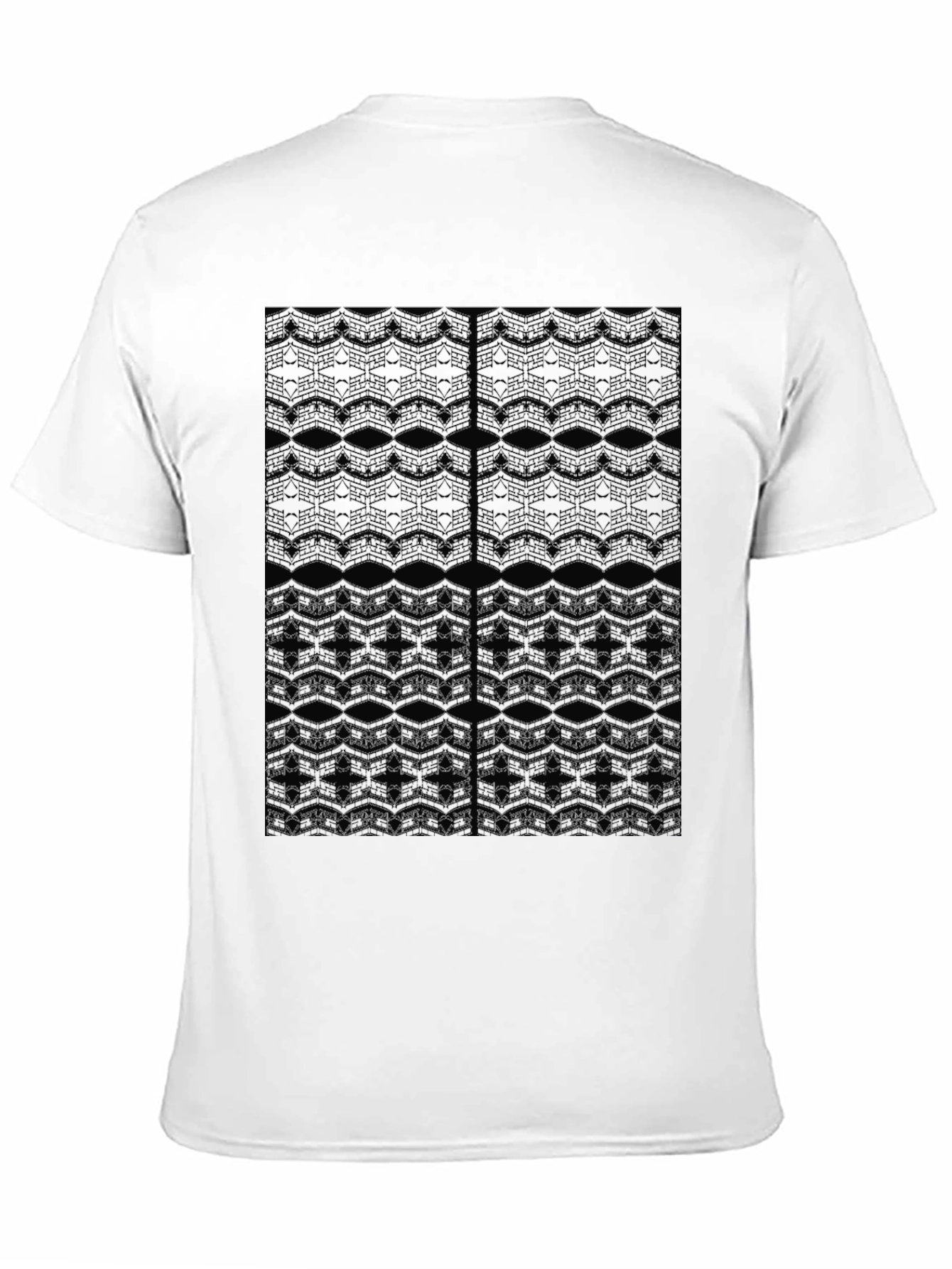 Black Men's Black Patterned Crew Neck T-Shirt view 11