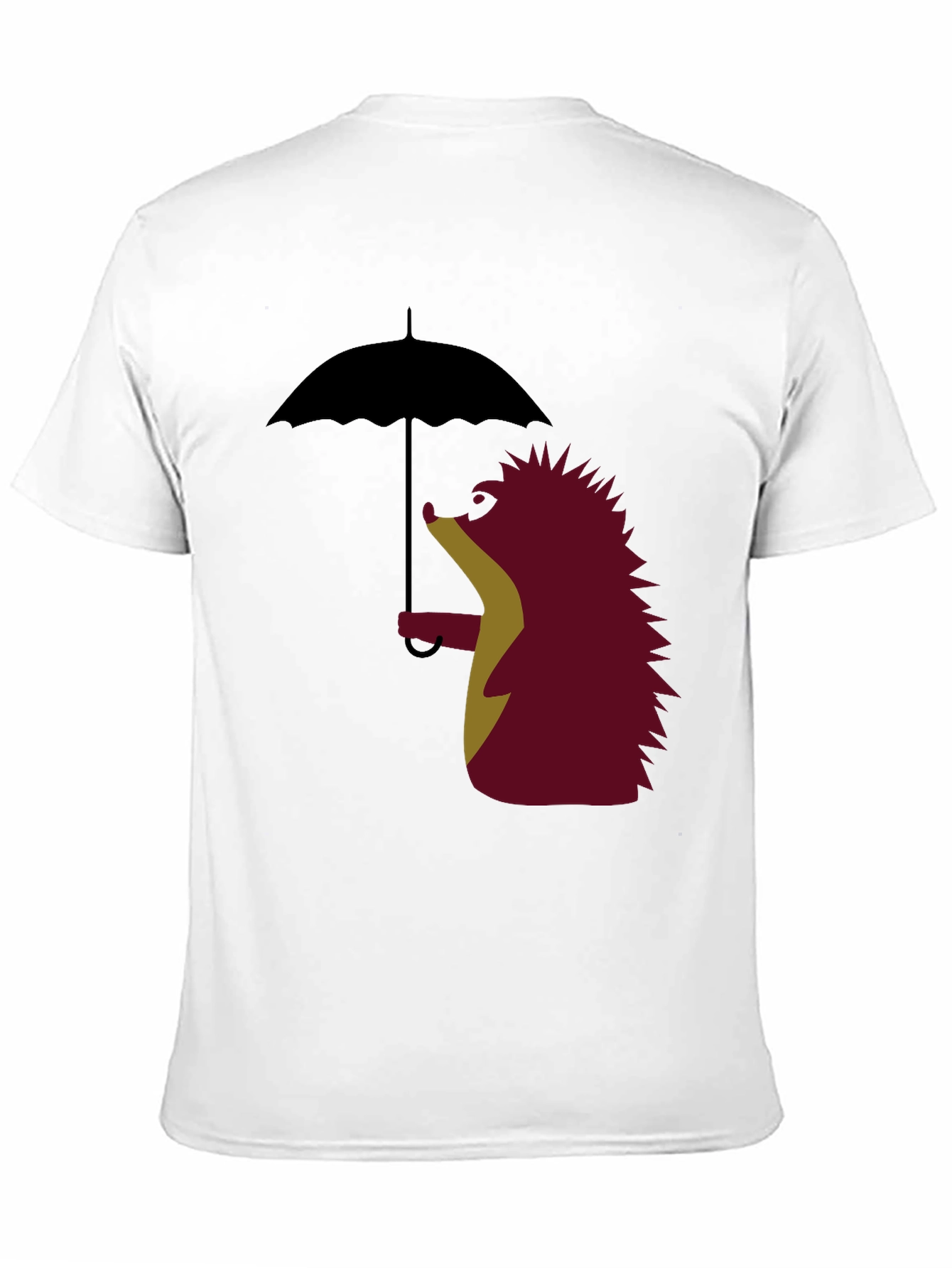Black Whimsical Hedgehog Under Umbrella Graphic Tee view 11