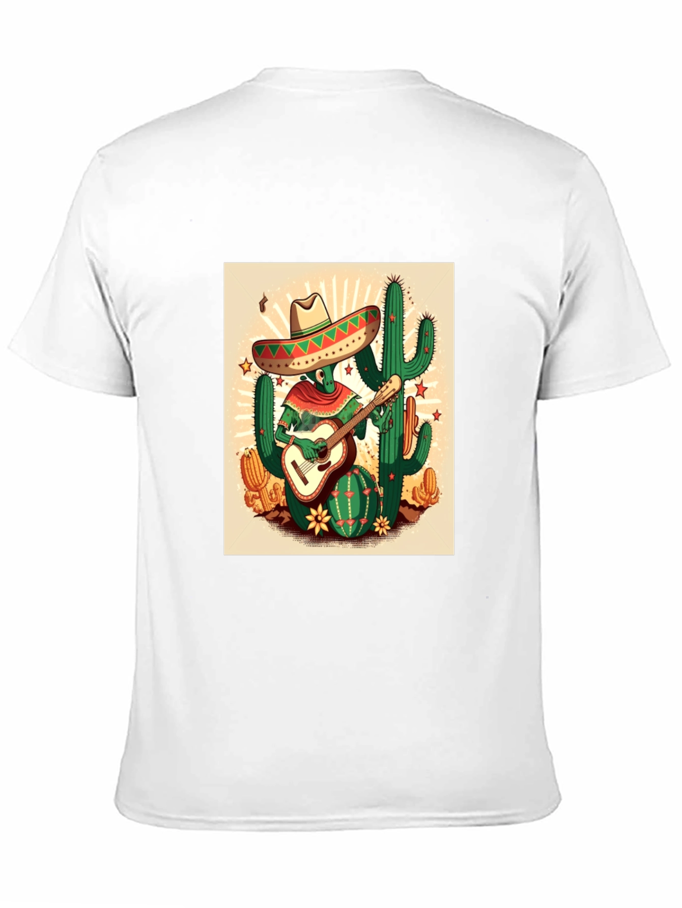 Black Cactus Guitarist Graphic Tee - Men's Black T-Shirt view 11