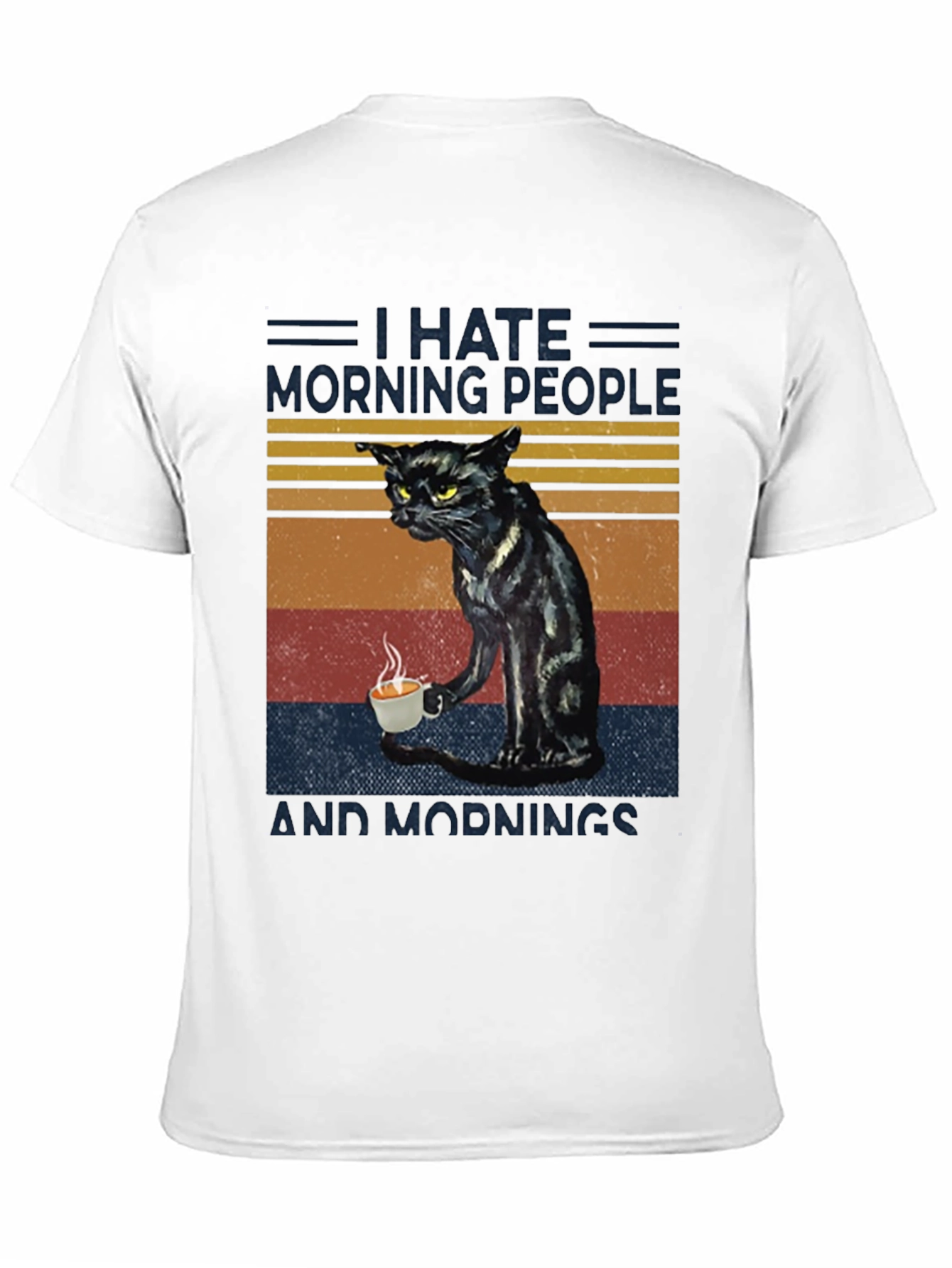 Black I Hate Morning People Cat Graphic T-Shirt view 11