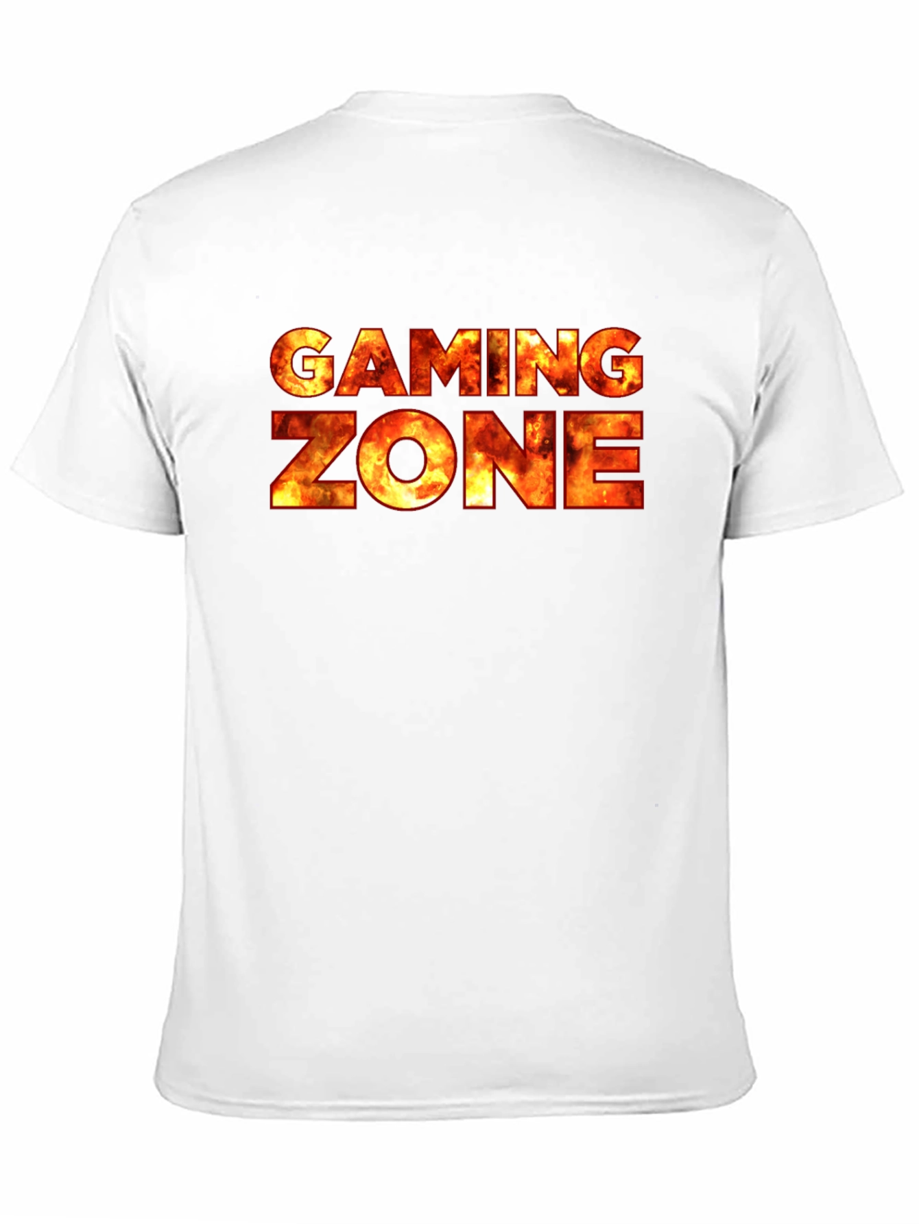 Black Gaming Zone Fire Text Black T-Shirt view 11