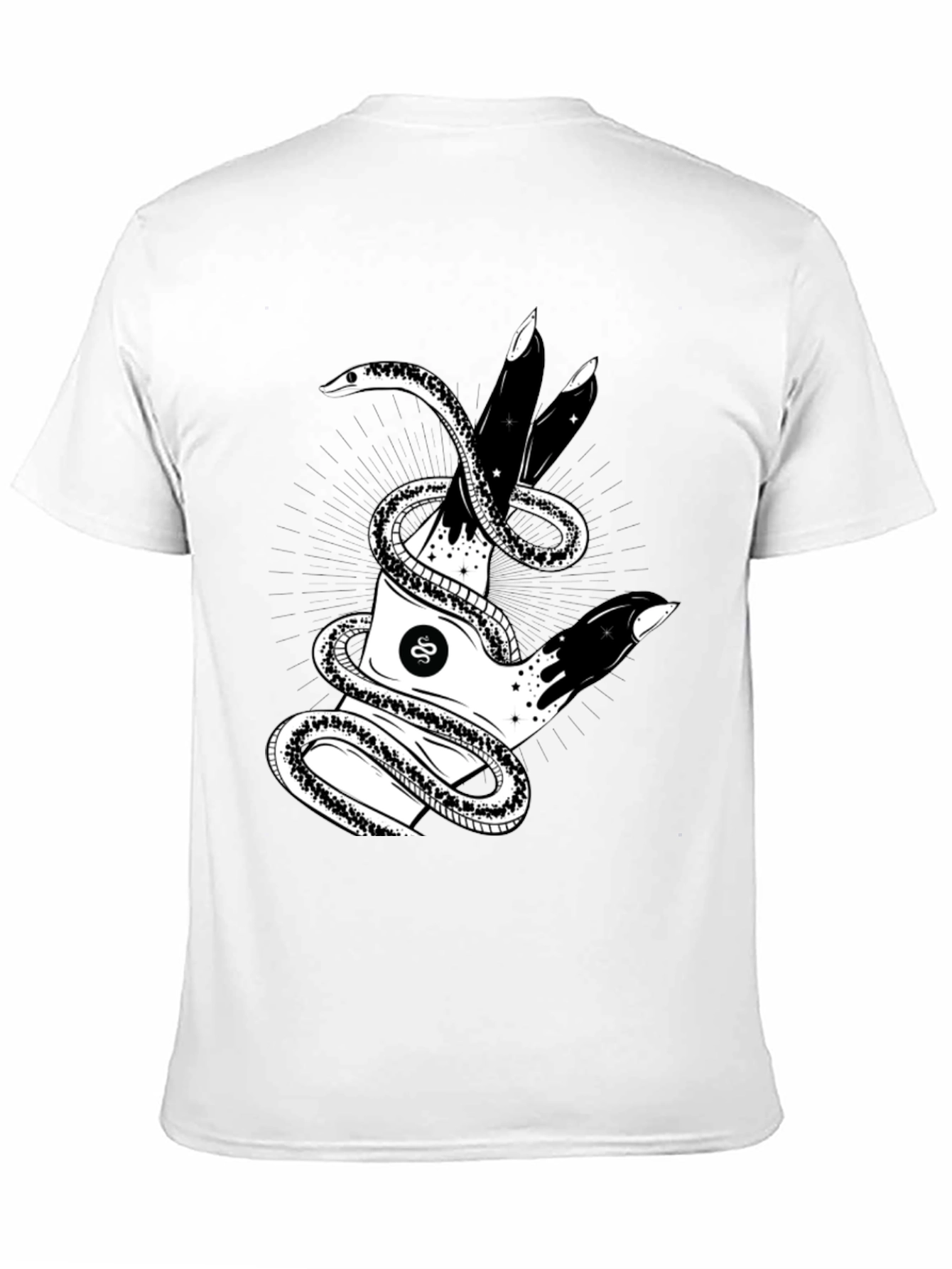 Black Mystic Snake & Hand Graphic Tee - Black view 11