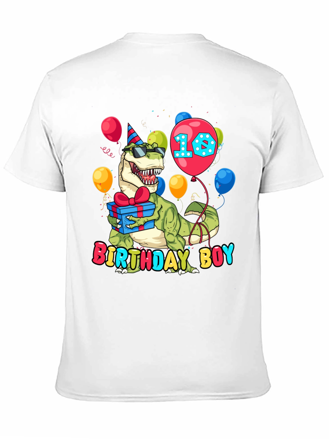 Black Birthday Boy Dinosaur T-Shirt - Dino 10th Birthday view 11