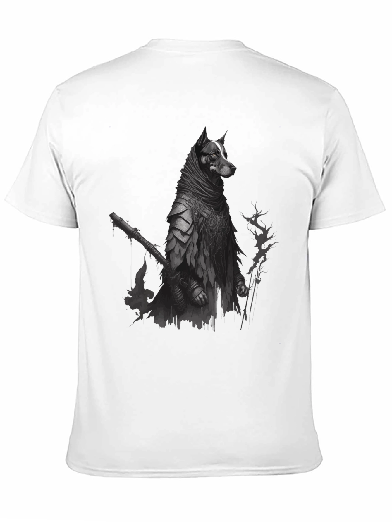 Dog Warrior Graphic Tee - Black Cotton T-Shirt - 11