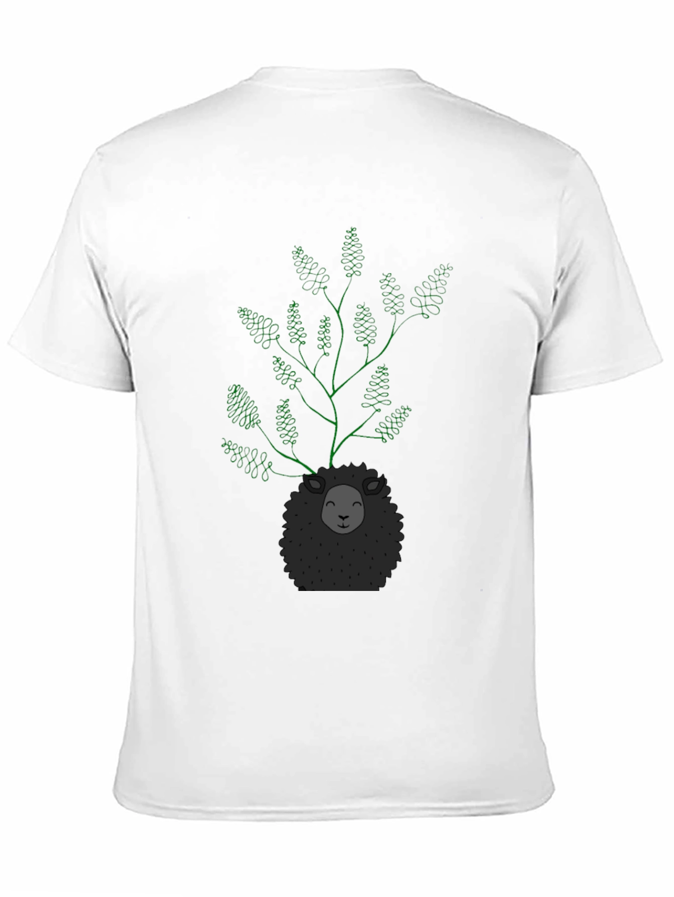 Black Unique Sheep & Tree Graphic Black T-Shirt view 11