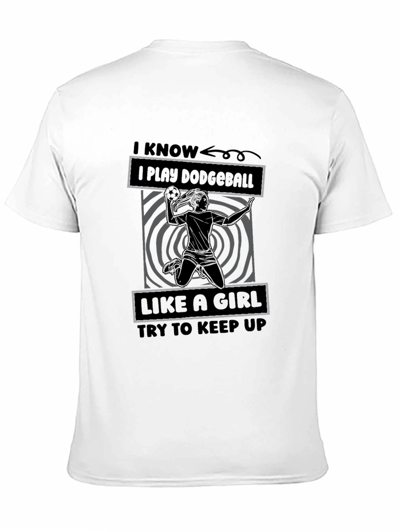 Black Dodgeball Like A Girl Graphic T-Shirt view 11