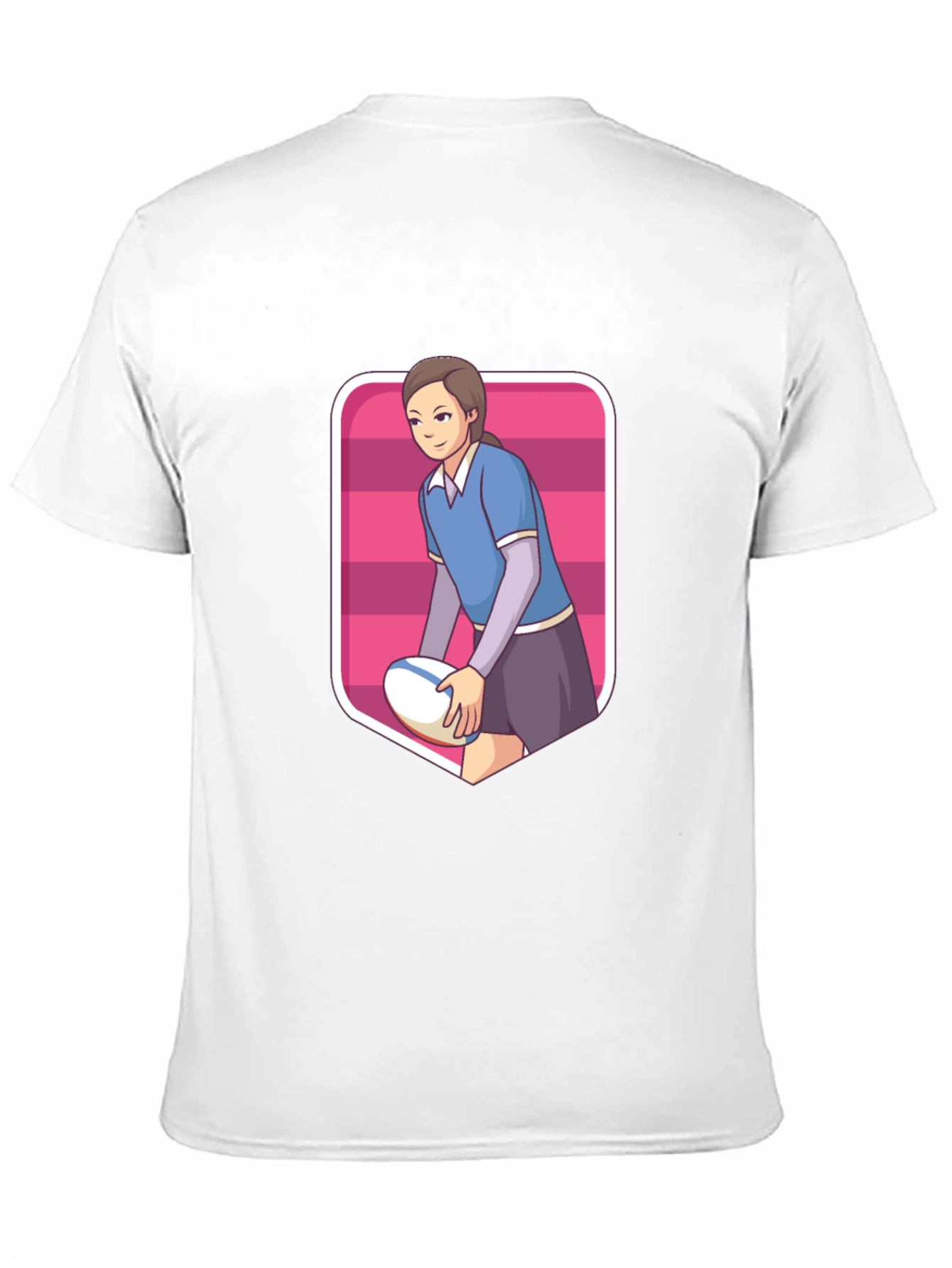 Black Rugby Girl Graphic Tee - Sporty Cartoon Style view 11