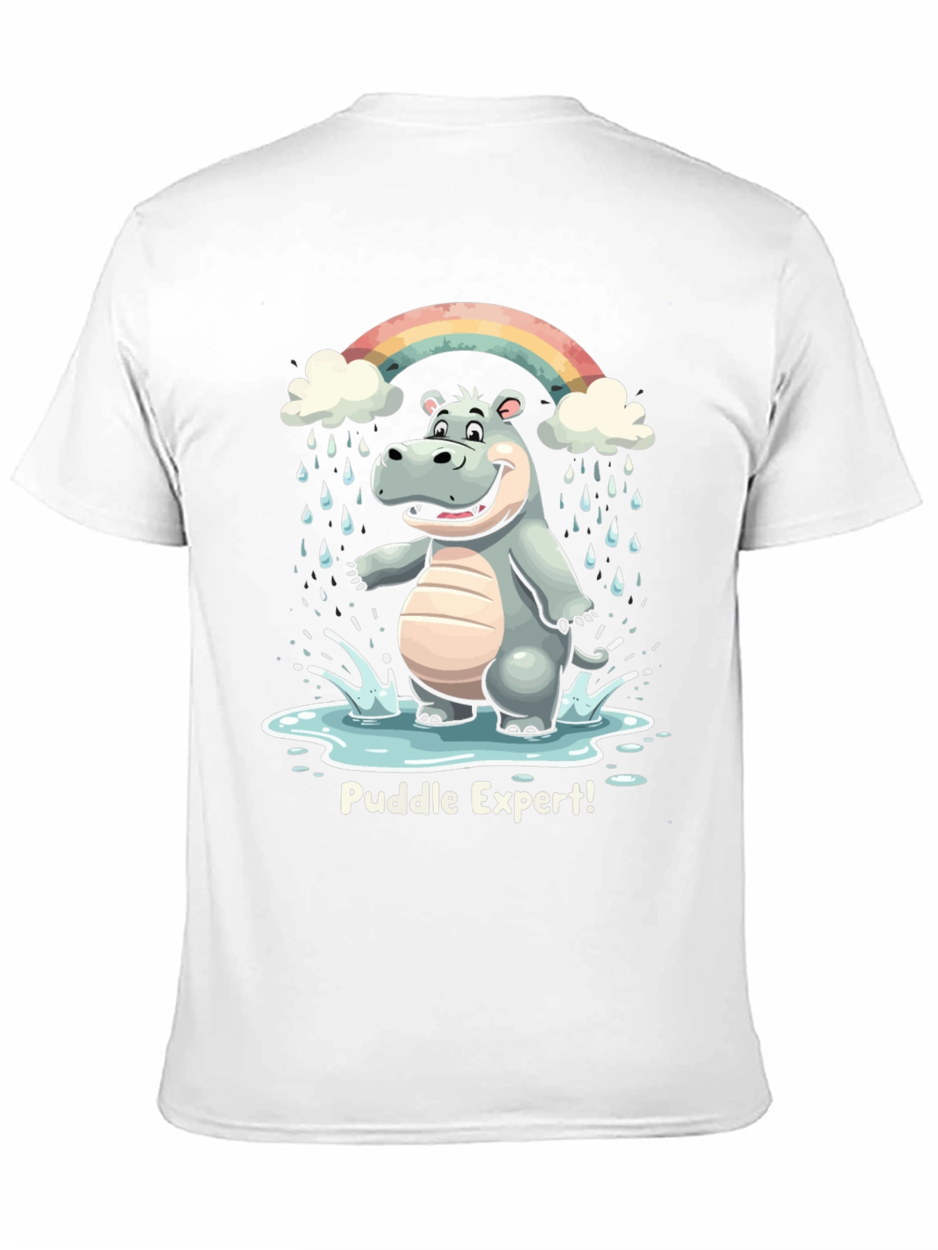 Black Puddle Expert Hippo T-Shirt - Funny Animal Tee view 11