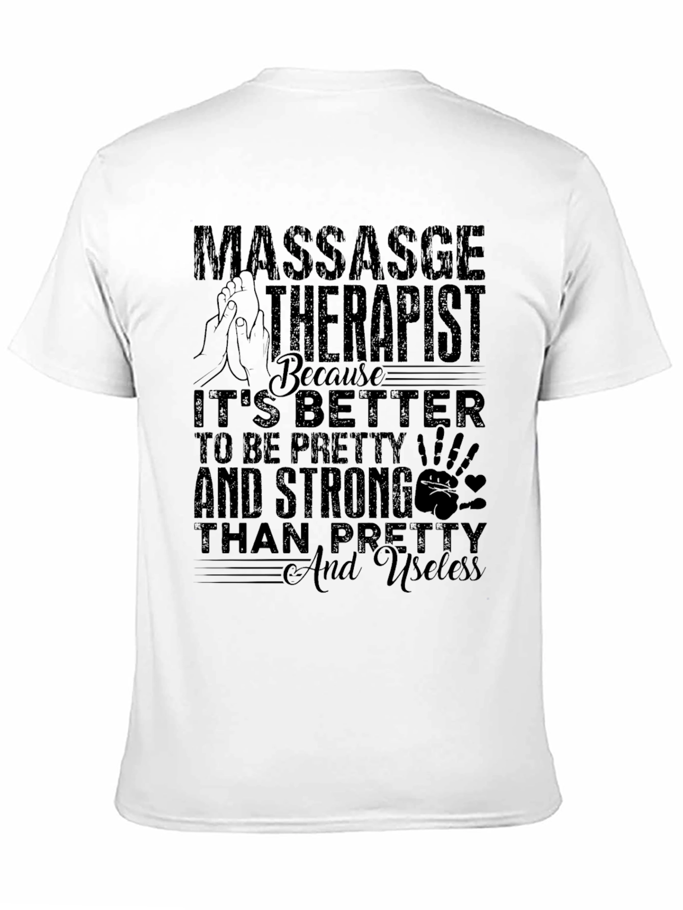 Black Massage Therapist Tee: Pretty & Strong view 11