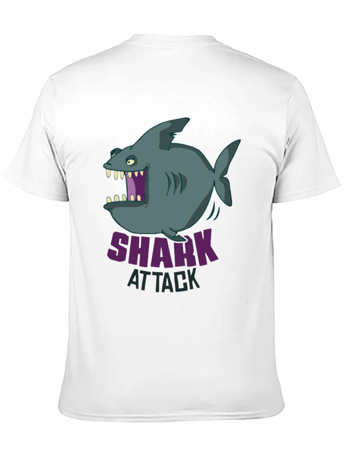 Black Shark Attack Graphic T-Shirt - Cartoon Design view 11