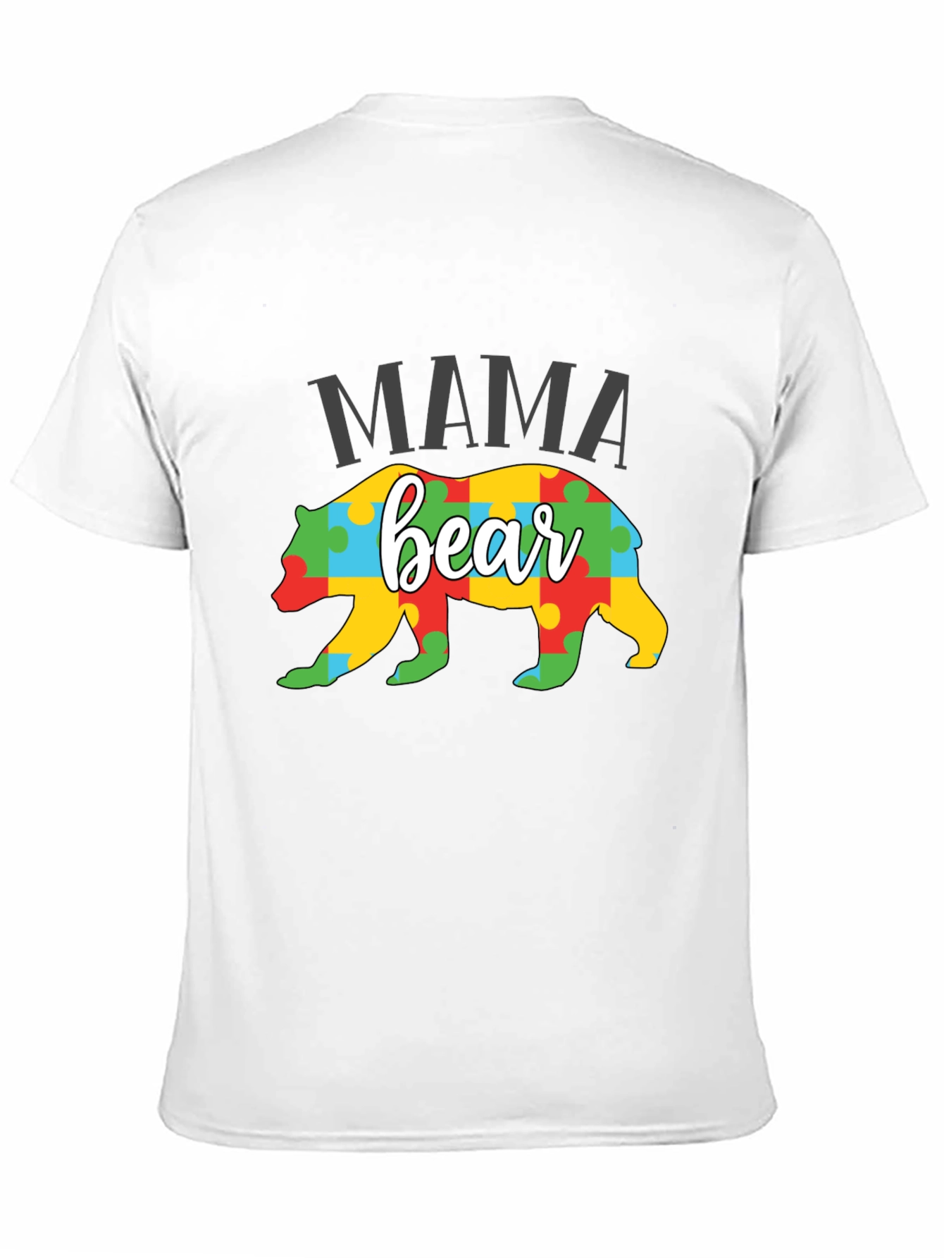 Black Mama Bear Puzzle Piece Autism Awareness T-Shirt view 11