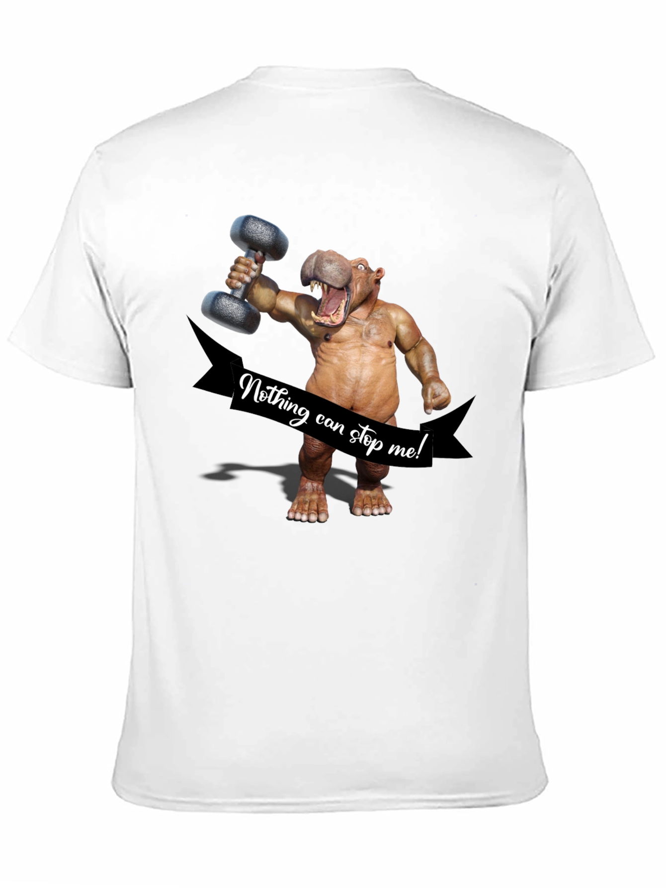 Black Hippo Lifting Dumbbell T-Shirt - Nothing Can Stop Me! view 11