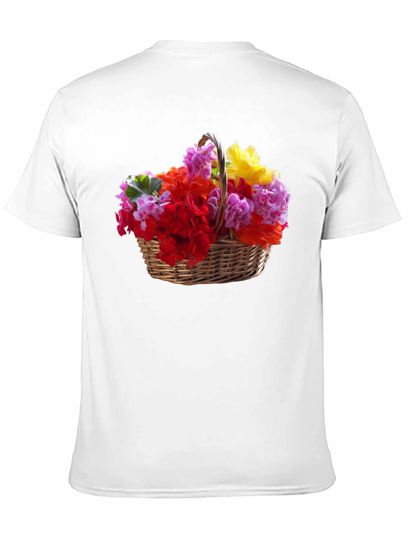 Black Floral Basket Graphic Tee - Mens Casual Short Sleeve T-Shirt view 11