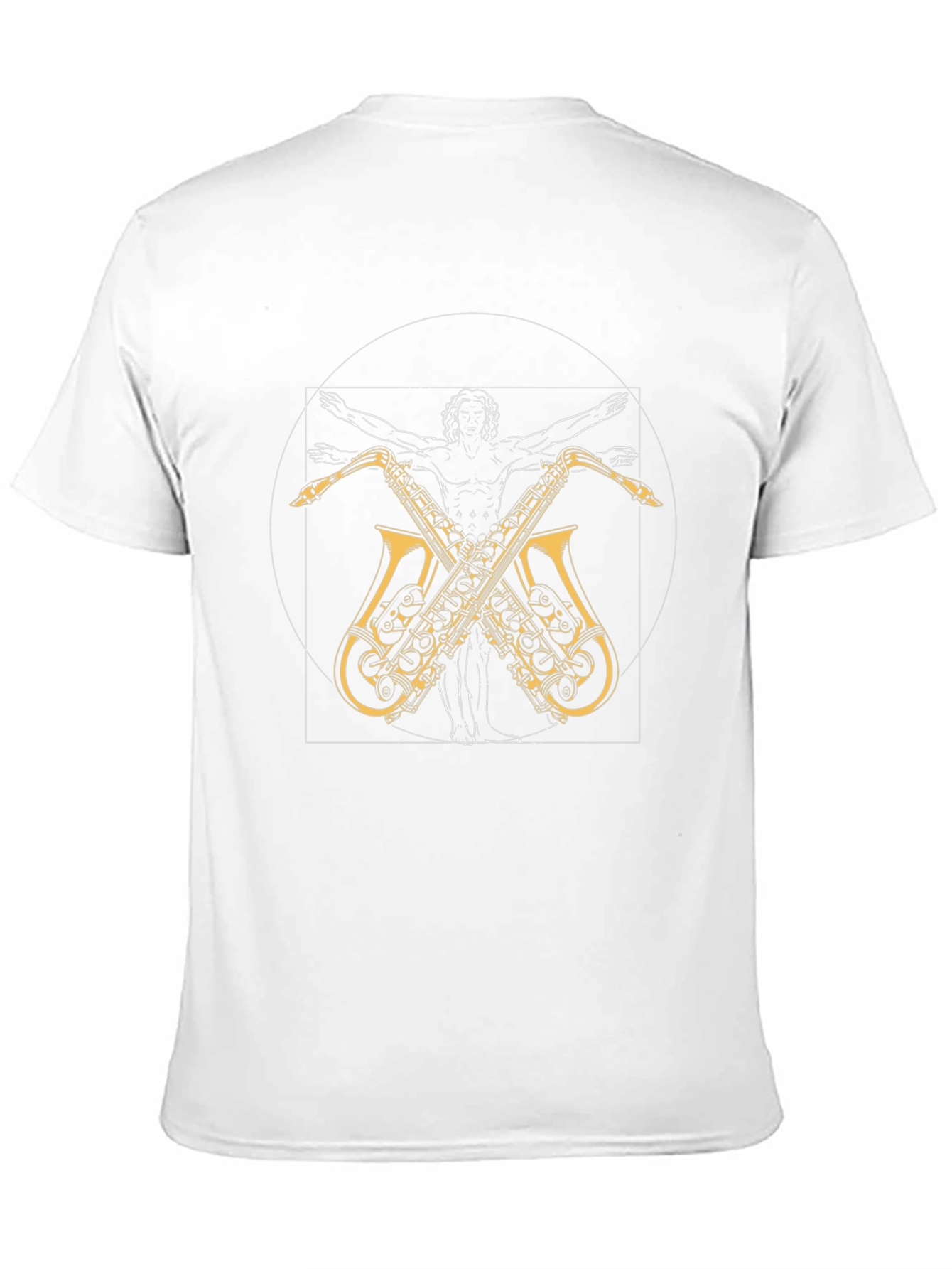 Black Vitruvian Man Saxophone T-Shirt view 11