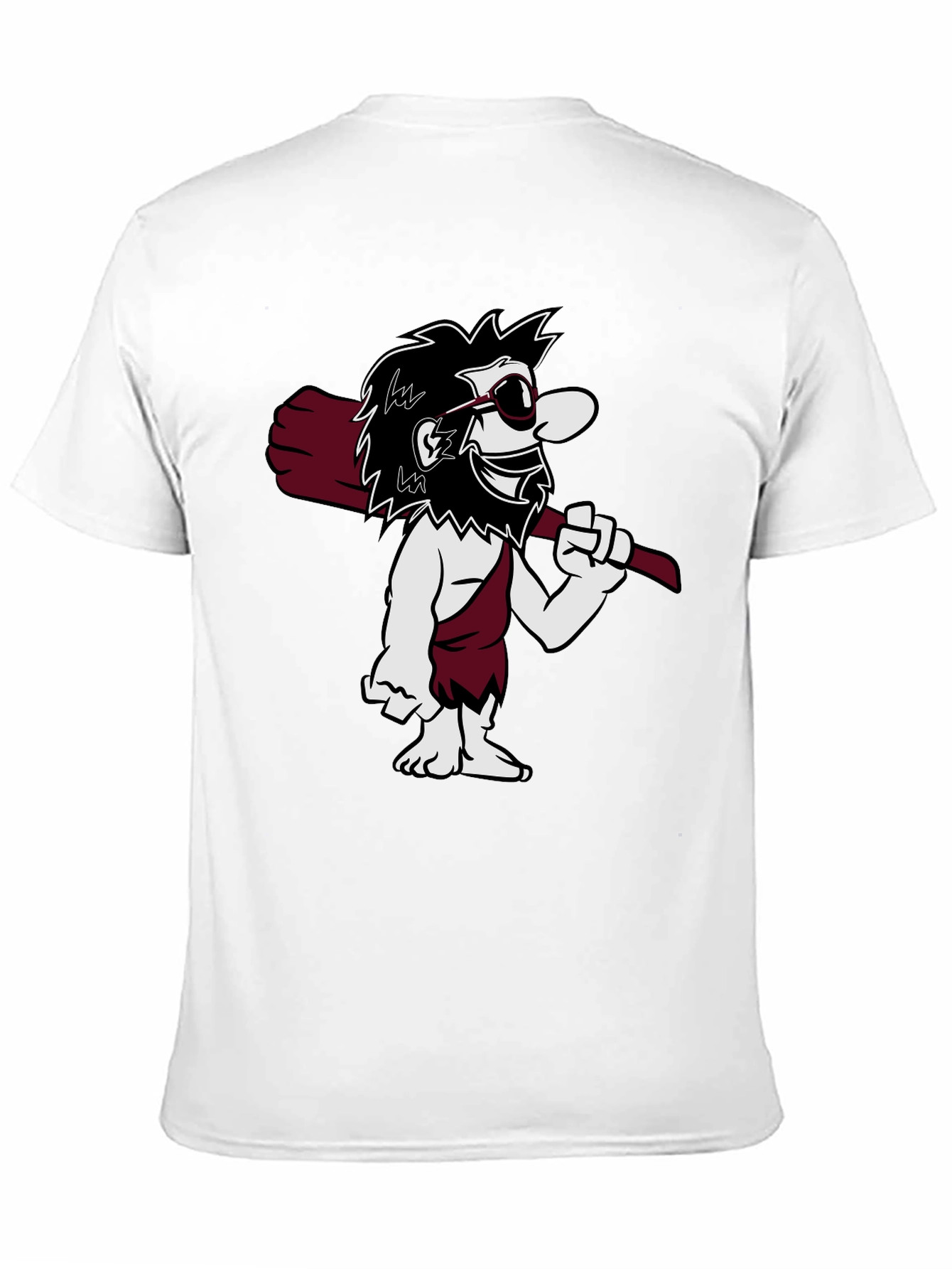 Black Cool Caveman Cartoon Graphic Tee - Black view 11