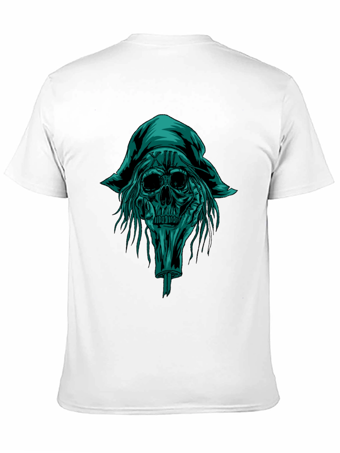 Black Skull Pirate Graphic Tee - Black Cotton T-Shirt view 11