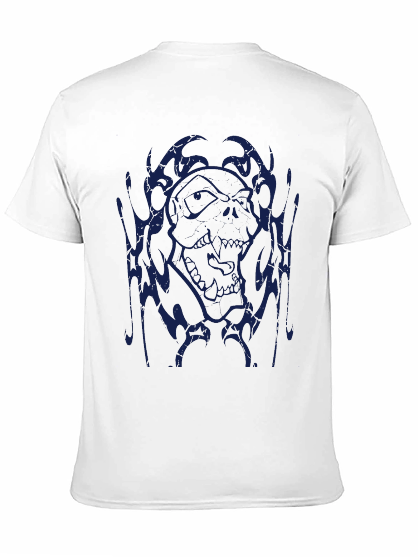 Black Skull Graphic Print Crew Neck T-Shirt view 11