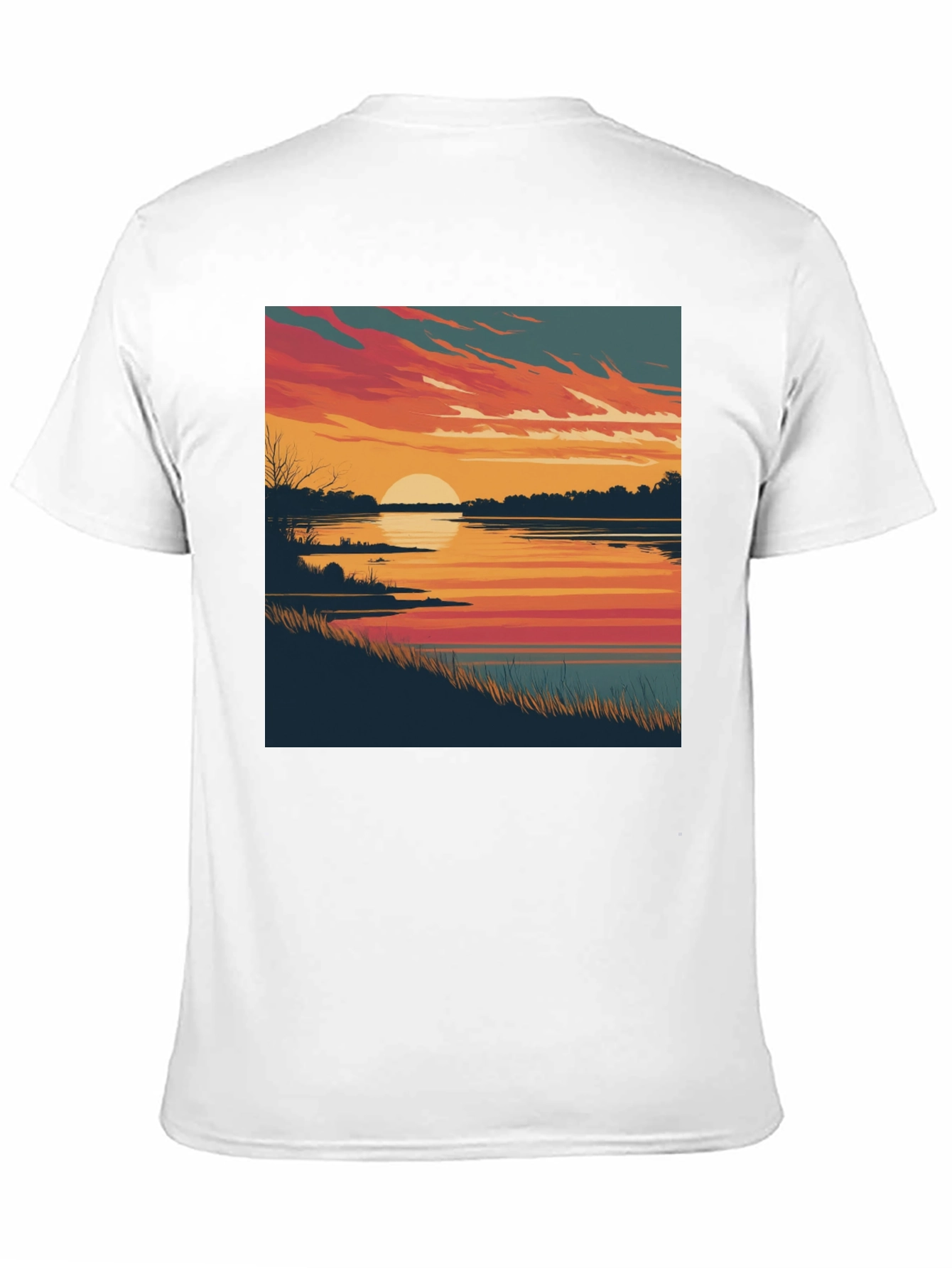 Black Sunset Lake Graphic Tee - Black Cotton Blend Comfort view 11