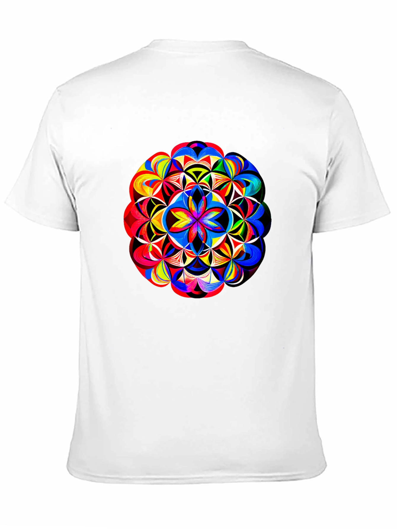 Black Vibrant Geometric Mandala Print Black T-Shirt view 11