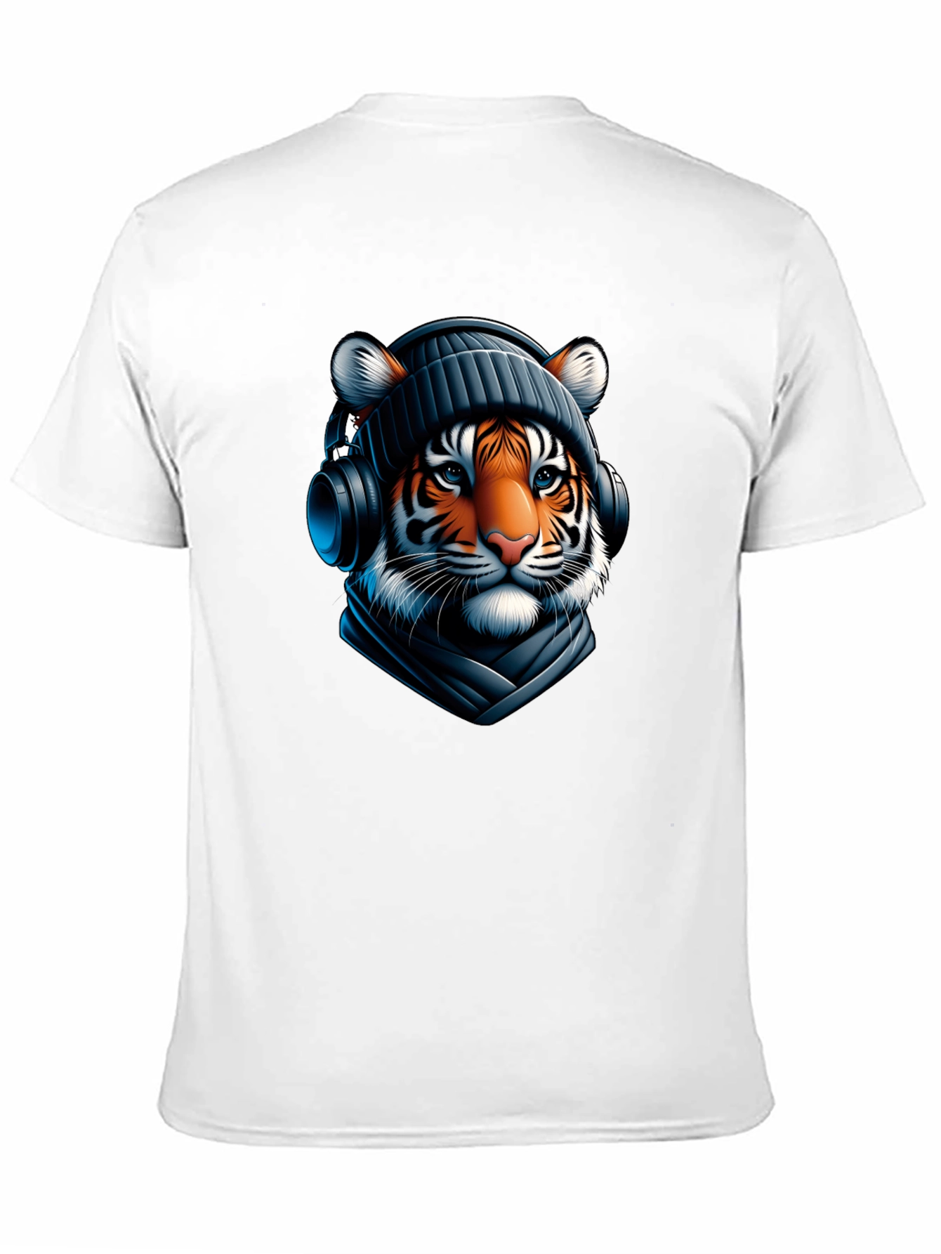 Black Tiger with Headphones Graphic Tee view 11