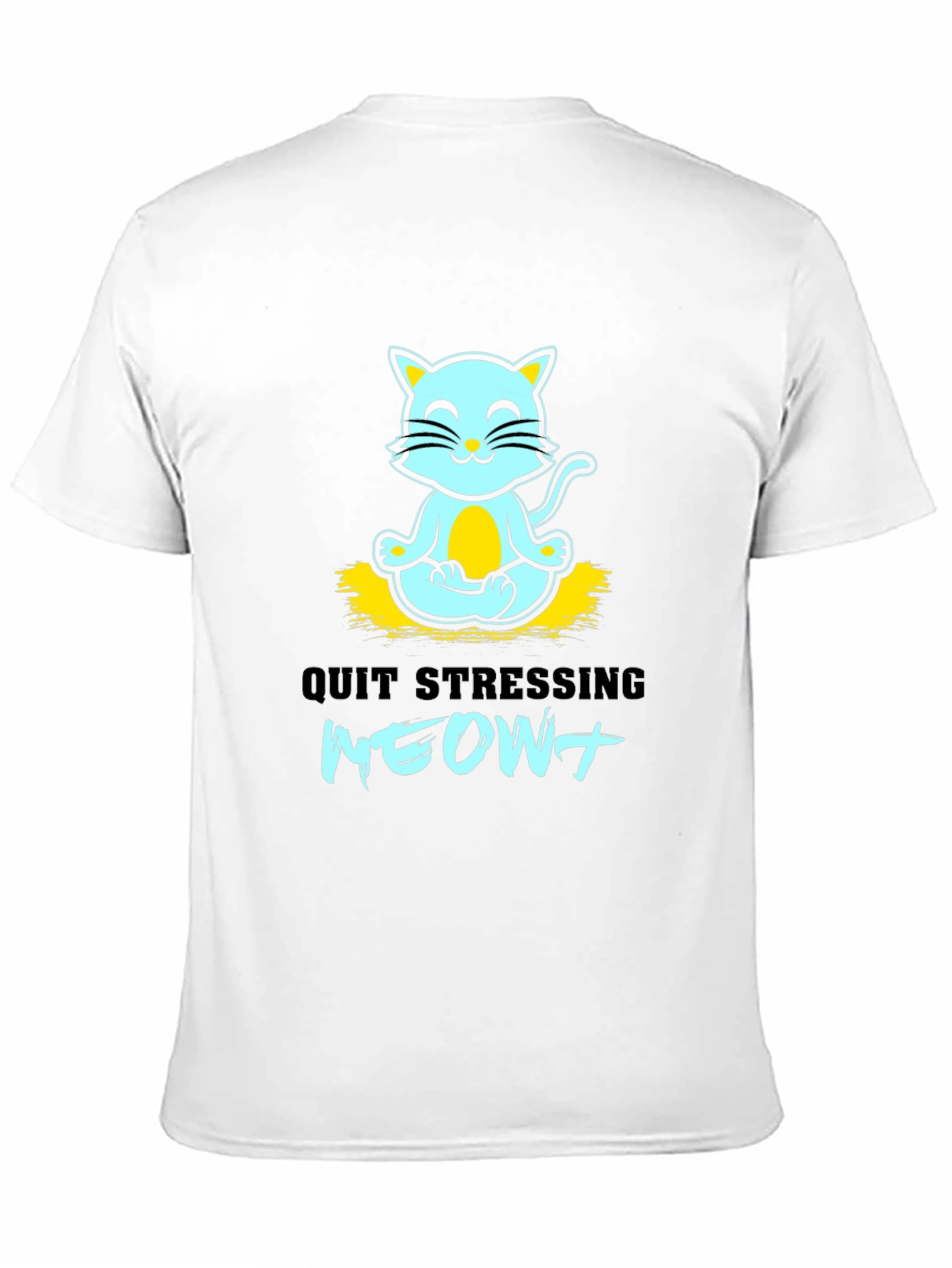 Black Meditating Cat Graphic Tee - Quit Stressing Meow! view 11