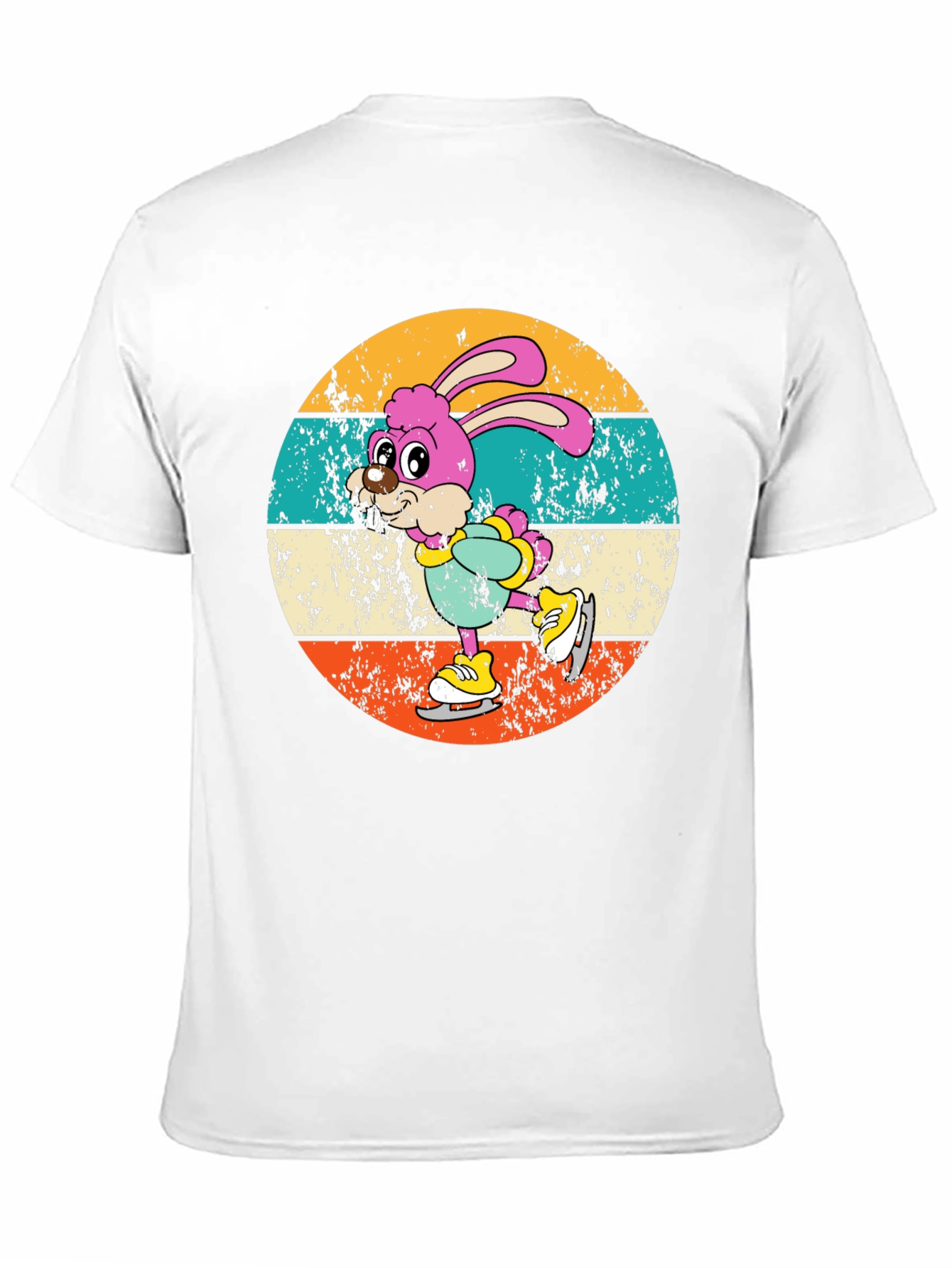 Black Retro Bunny Ice Skating T-Shirt view 11