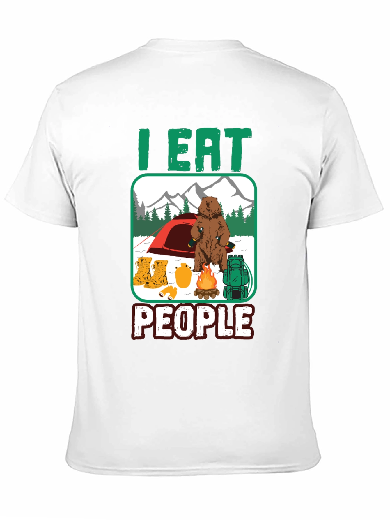 Black I Eat People Bear Camping T-Shirt view 11