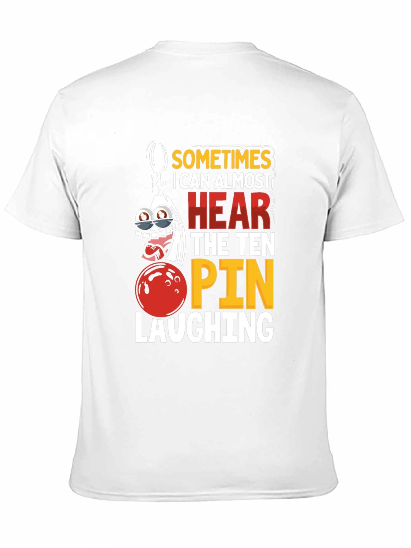 Black Funny Bowling T-Shirt: Ten Pin Laughing Graphic Tee view 11