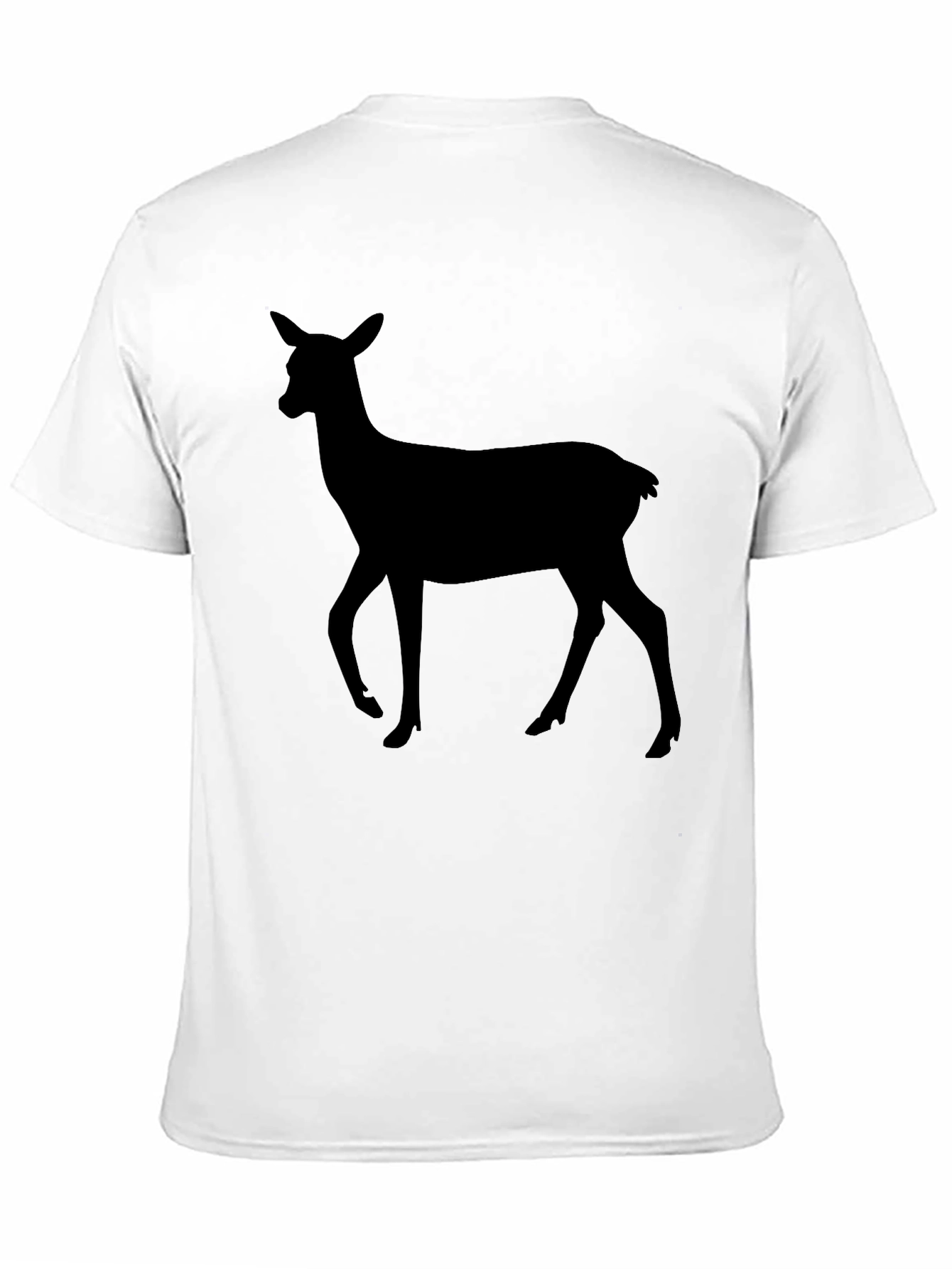 Black Deer Silhouette Black T-Shirt - Unisex Casual Tee view 11