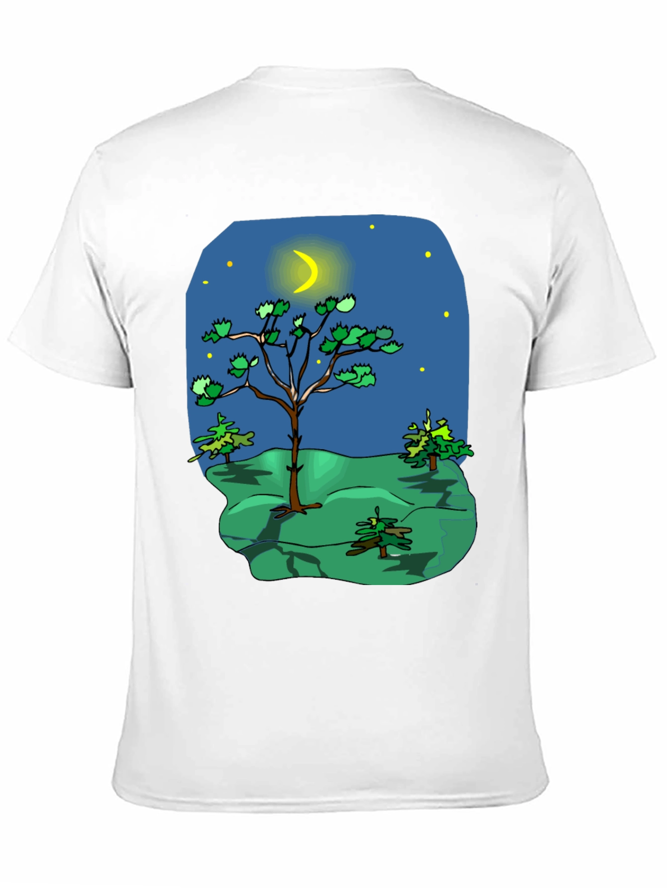 Black Cartoon Nature Scene Black T-Shirt view 11