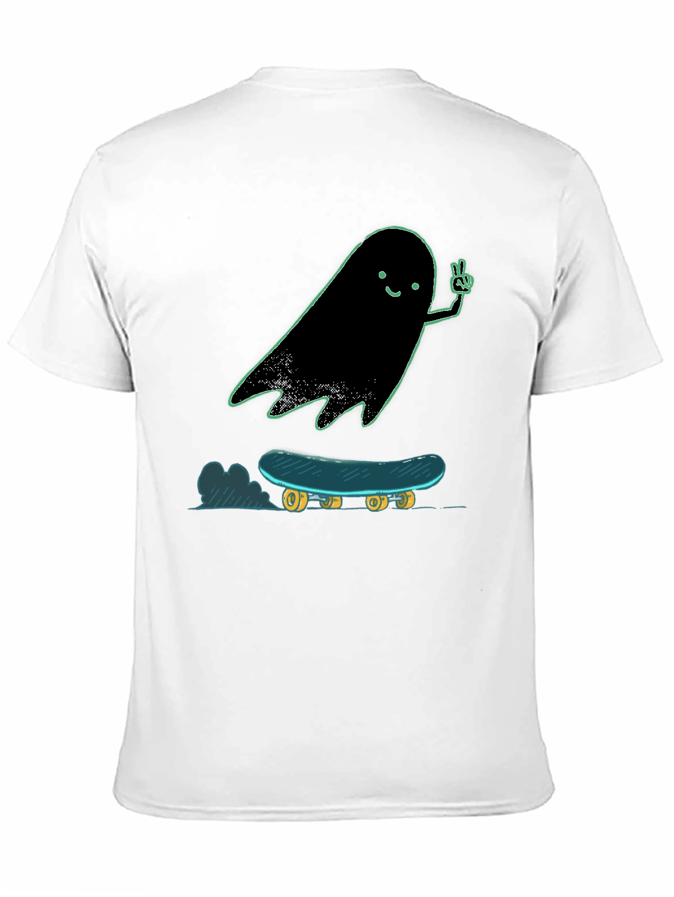 Black Ghost Skateboard Tee - Cool Graphic Print Shirt view 11