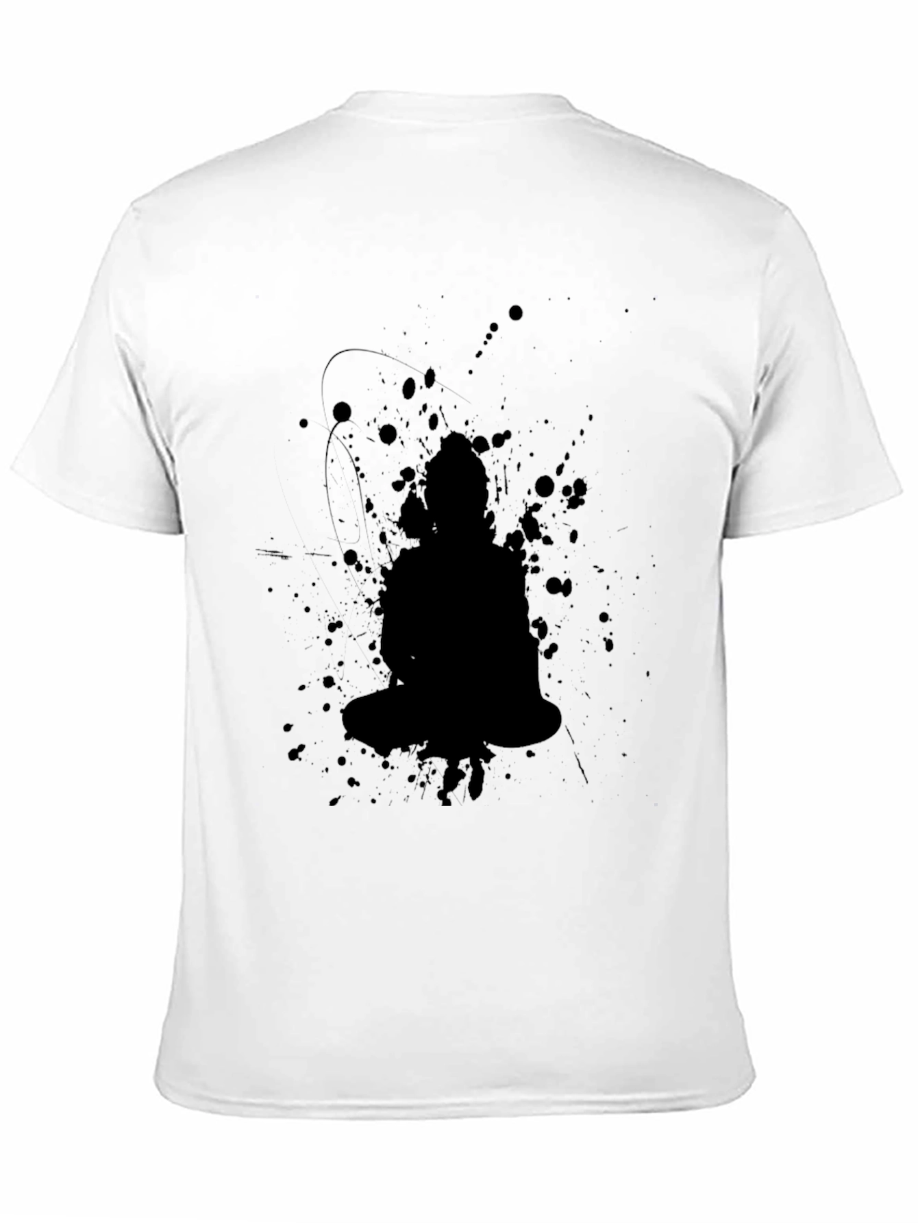 Black Black Buddha Splatter Print T-Shirt view 11