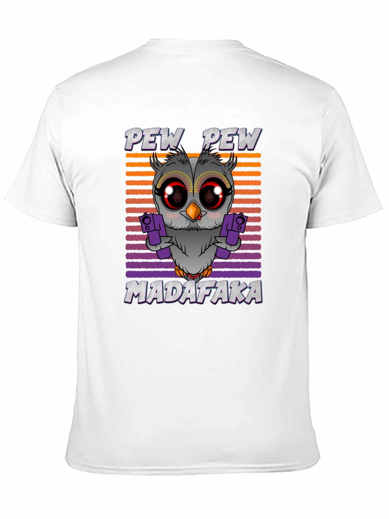 Black Pew Pew Madafaka Owl Graphic T-Shirt view 11