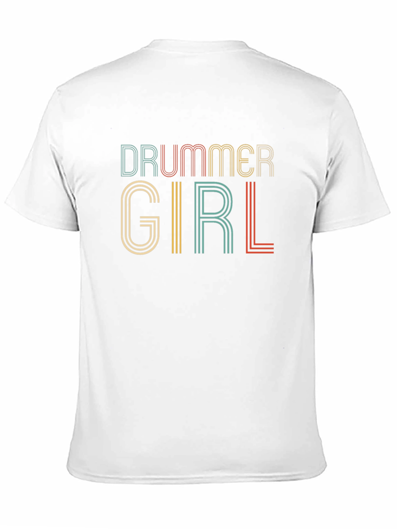 Black Drummer Girl Retro Style Black T-Shirt view 11