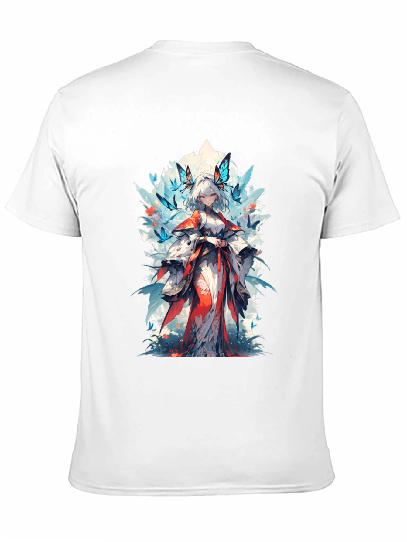 Black Anime Girl Butterfly T-Shirt - Black view 11