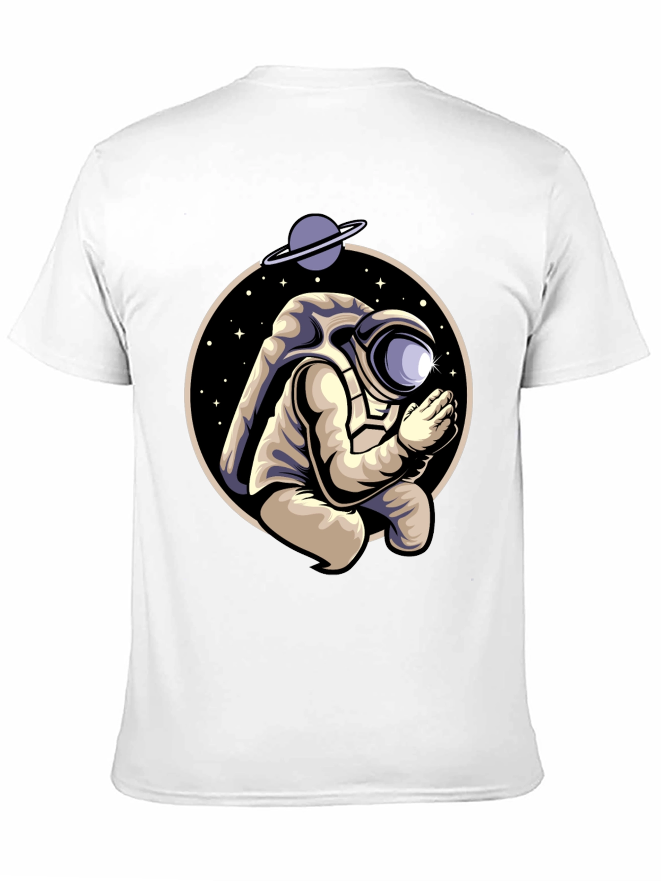 Black Praying Astronaut Graphic Tee - Unique Space Design view 11