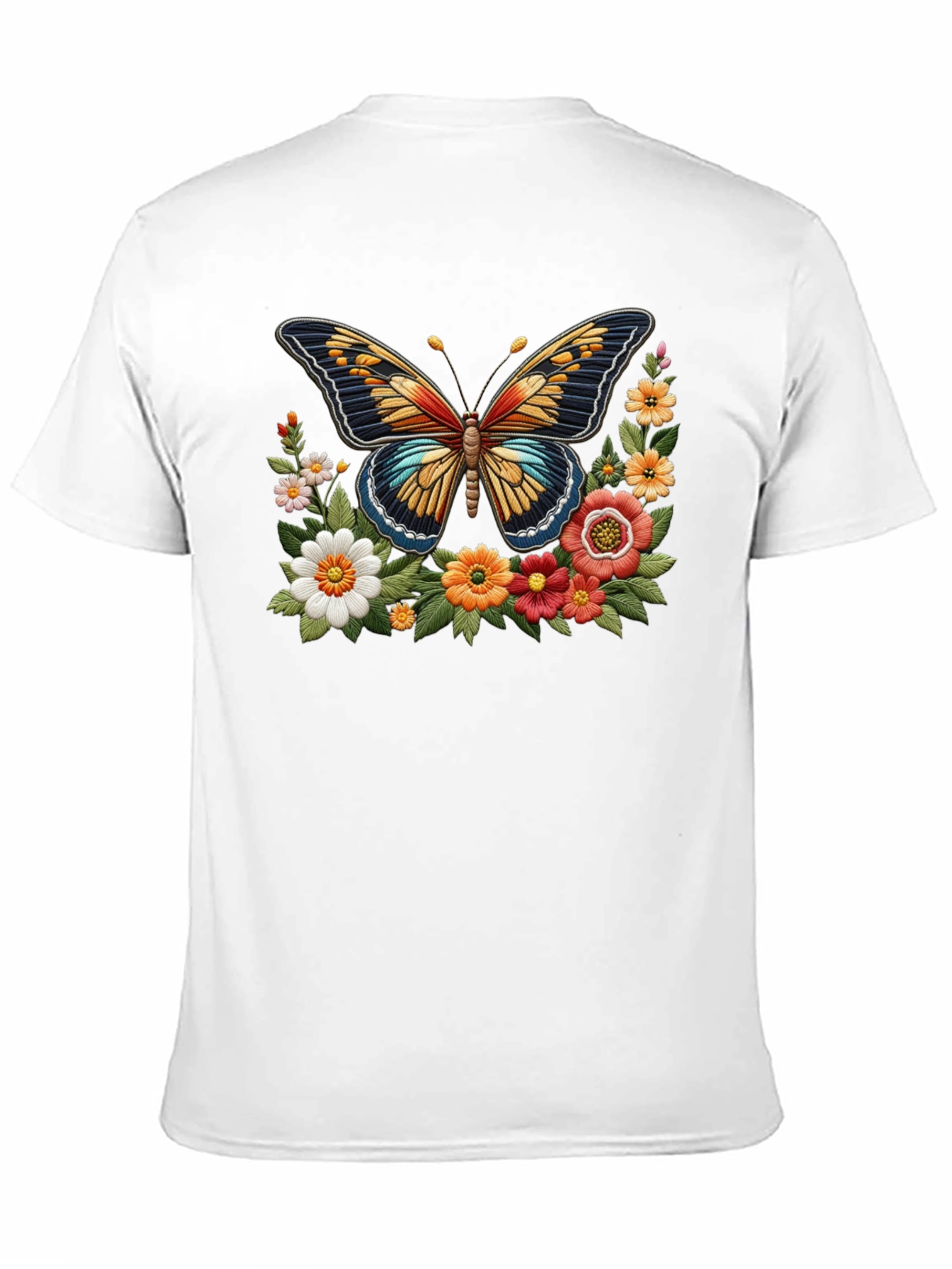 Black Butterfly Floral Graphic Print Black T-Shirt view 11