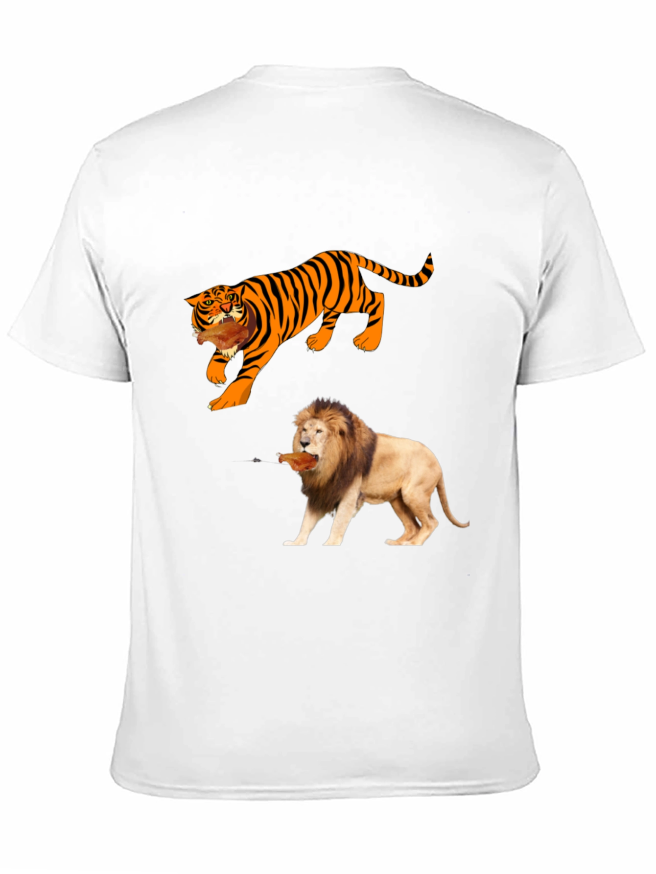 Black Tiger & Lion Graphic Tee - Black Cotton T-Shirt view 11