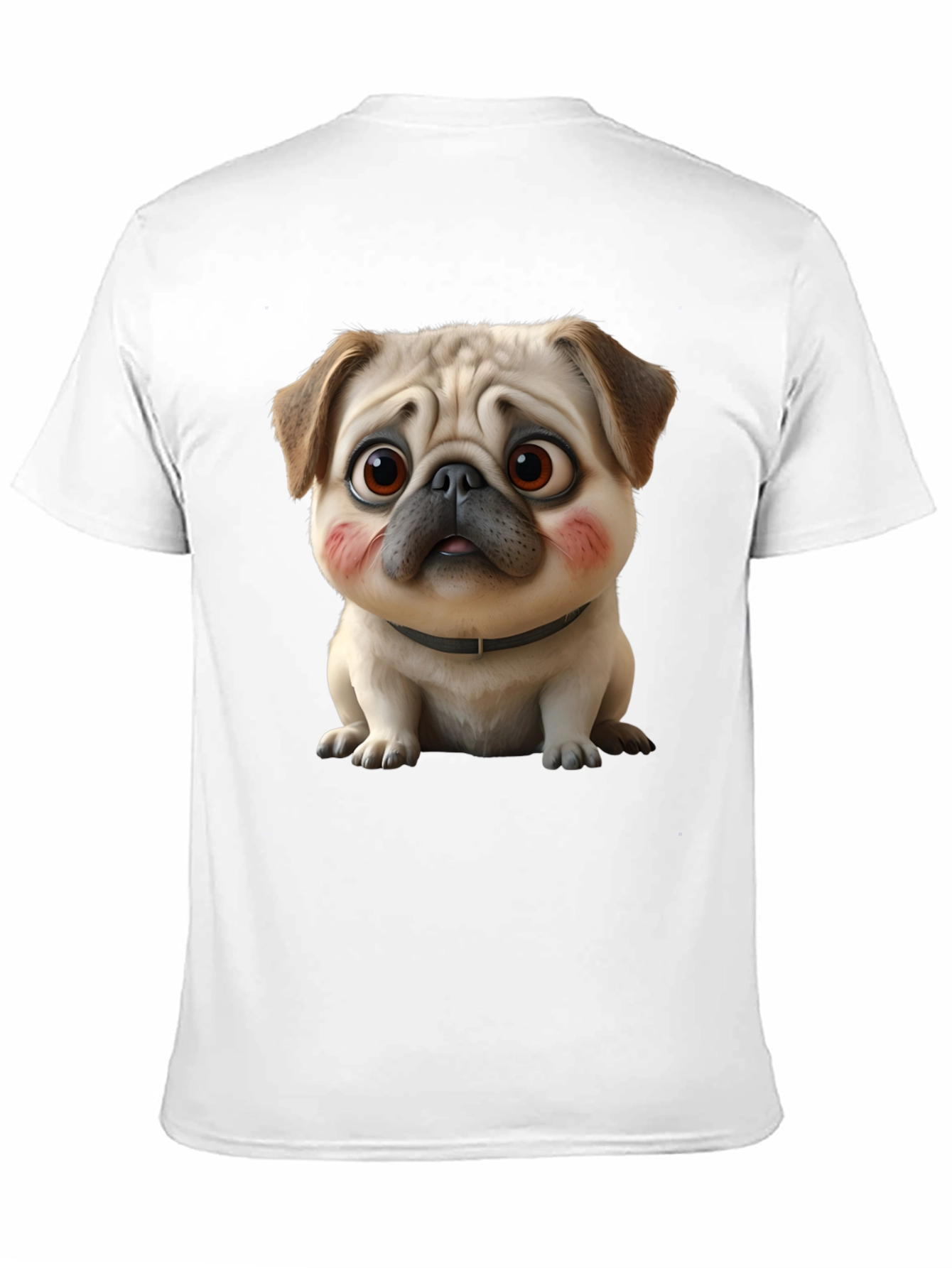 Black Cute Cartoon Pug Dog Black T-Shirt view 11