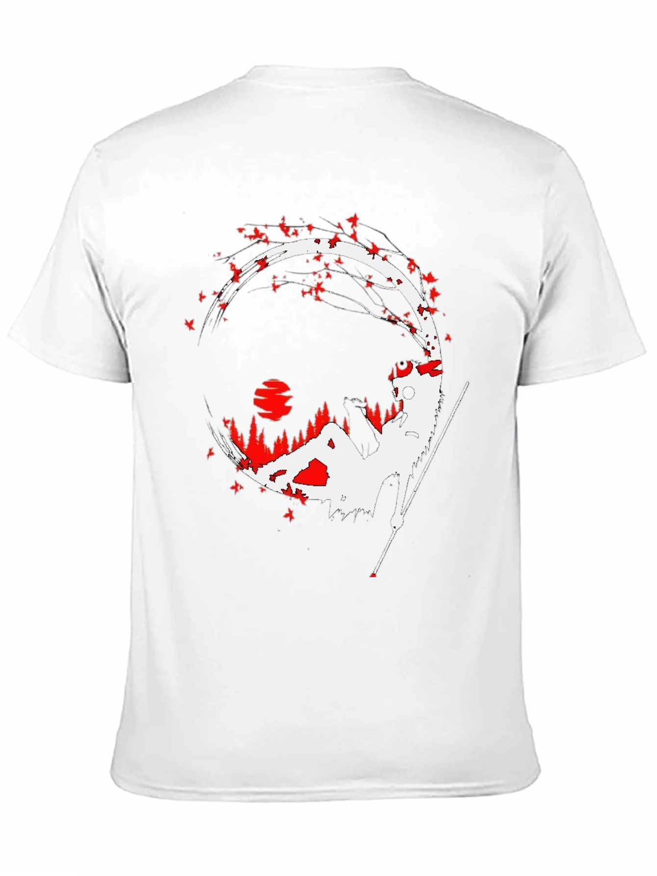 Black Samurai Silhouette Graphic Tee - Men's Black T-Shirt view 11